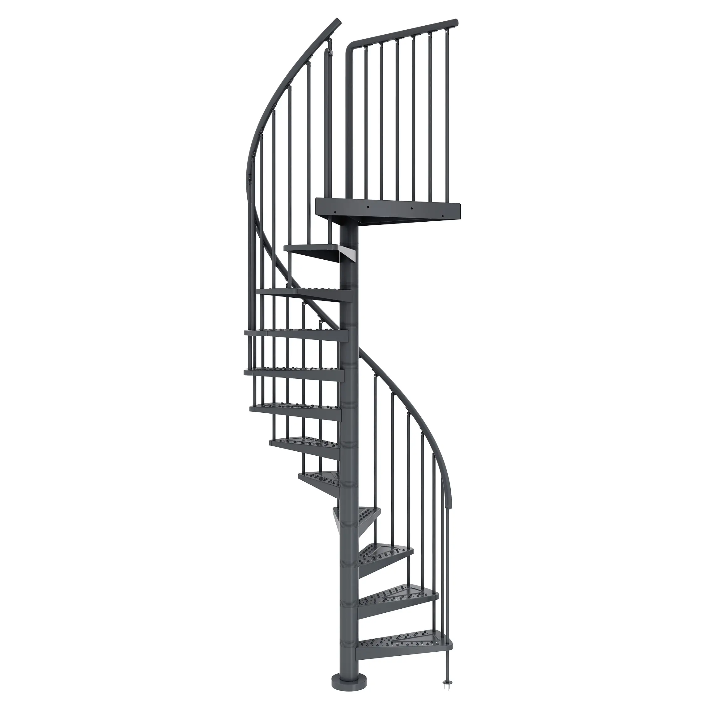 Dolle Außenspindeltreppe Gardenspin komplett 12 Stufen Ø 125 cm mit Metallstufen anthrazit