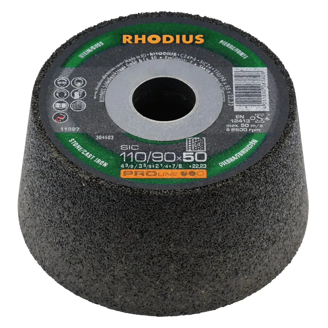 Rhodius Schleiftopf SIC 24 - 110/90 x 50 x 22,23 mm K24 Stein