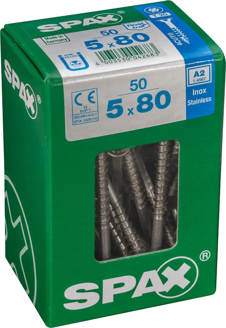 Spax Universalschrauben 5.0 x 80 mm TX 20 Senkkopf - 50 Stk.