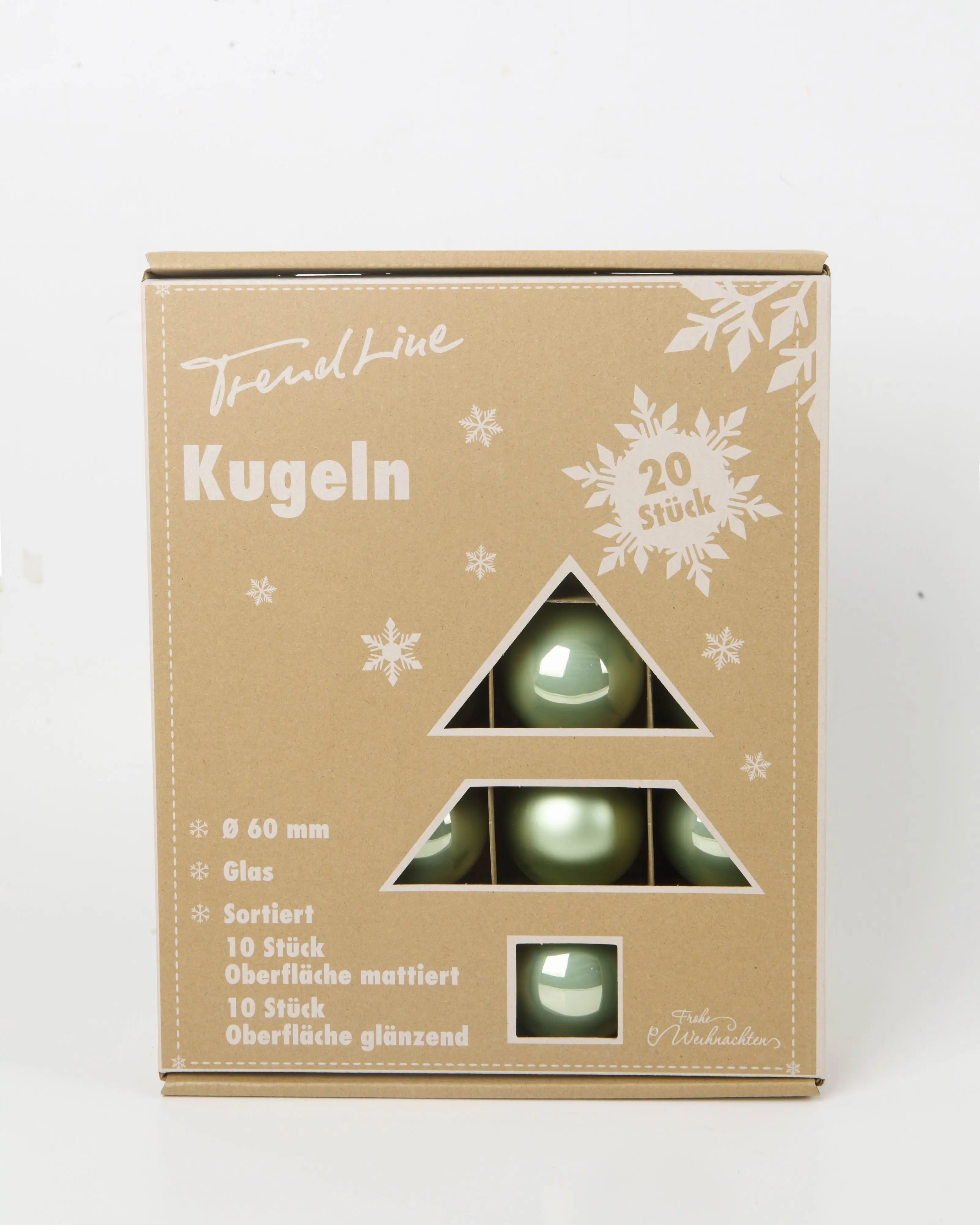 TrendLine Weihnachtskugeln aus Glas Ø 6 cm light green 20 Stück