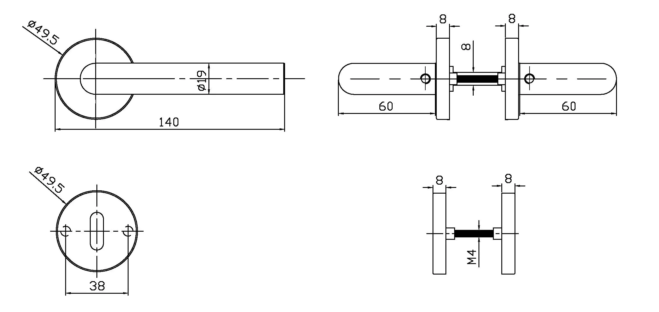 2077631450144_01 TrendLine BB-Rosettengarnitur Edelstahl Ø 5 cm rund gerader Griff