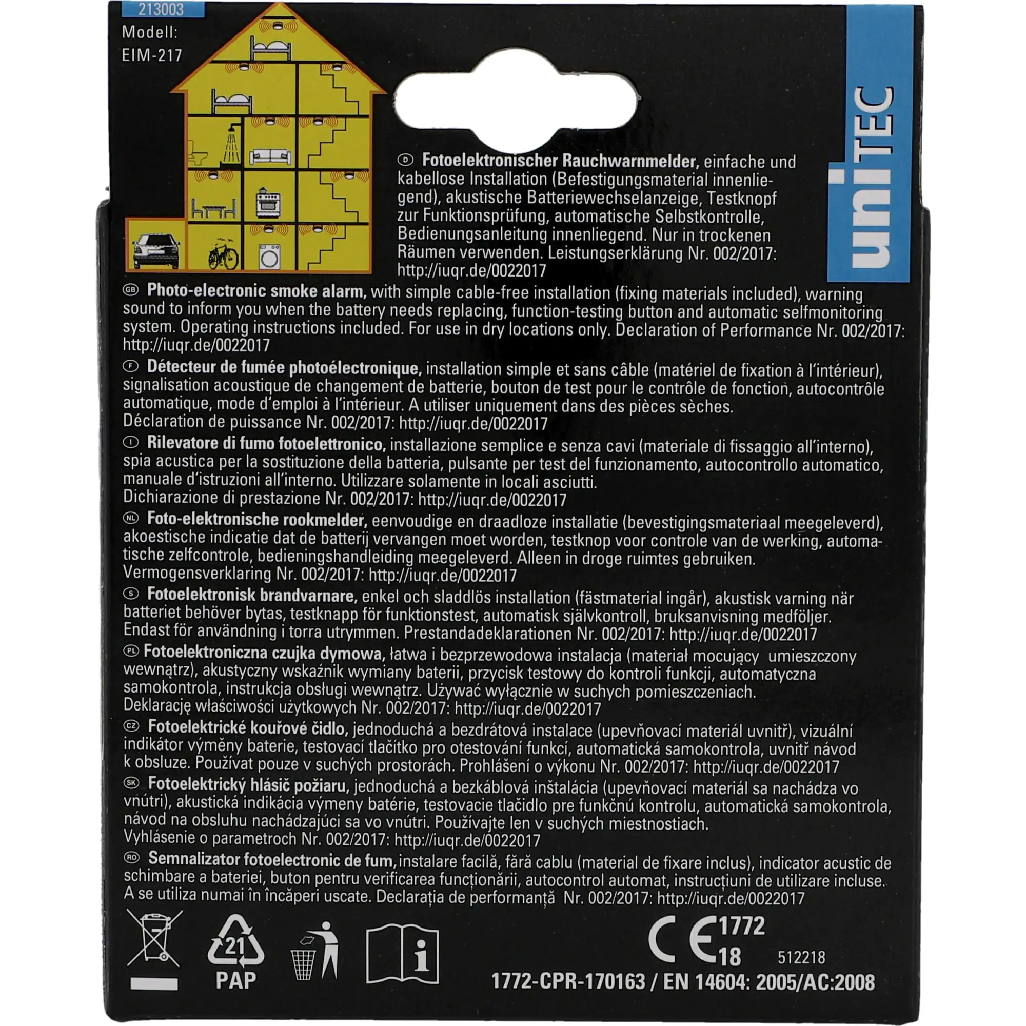 Rauchwarnmelder 9 Volt Batterie fotoelektronisch, weiß Rauchwarnmelder 9 Volt Batterie fotoelektronisch, weiß