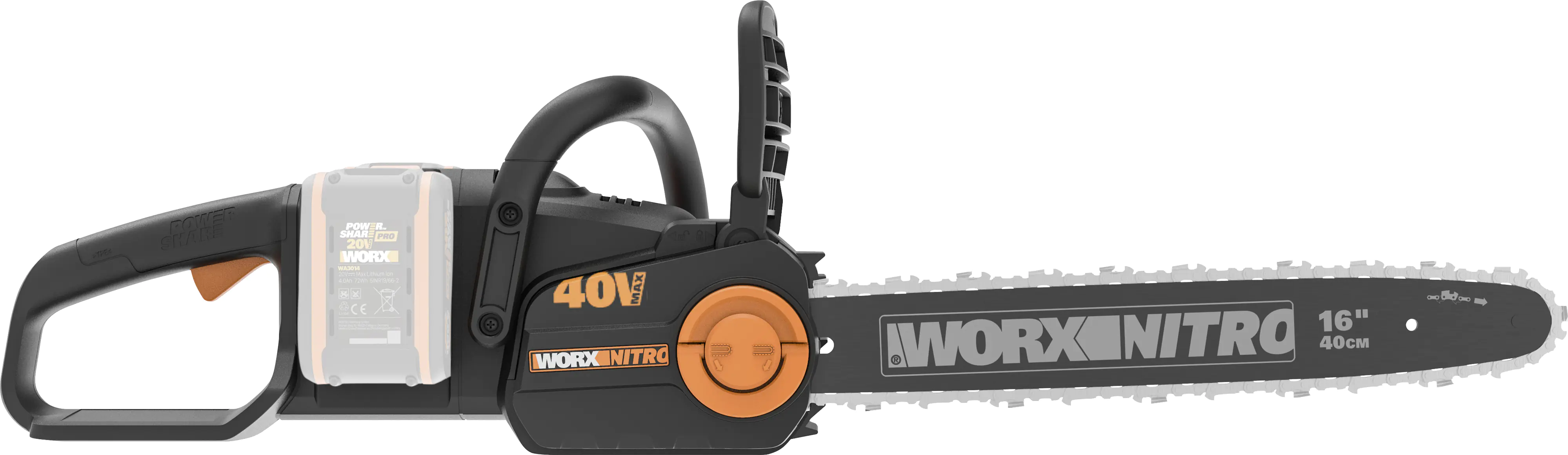 Worx Akku-Kettensäge WG385E.9 Nitro 40 V 40 cm Schwertlänge ohne Akku und Ladegerät