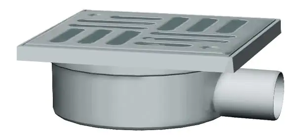 Marley Bad-Ablauf DN 50 Abgang waagerecht, Rost 15 x 15 cm