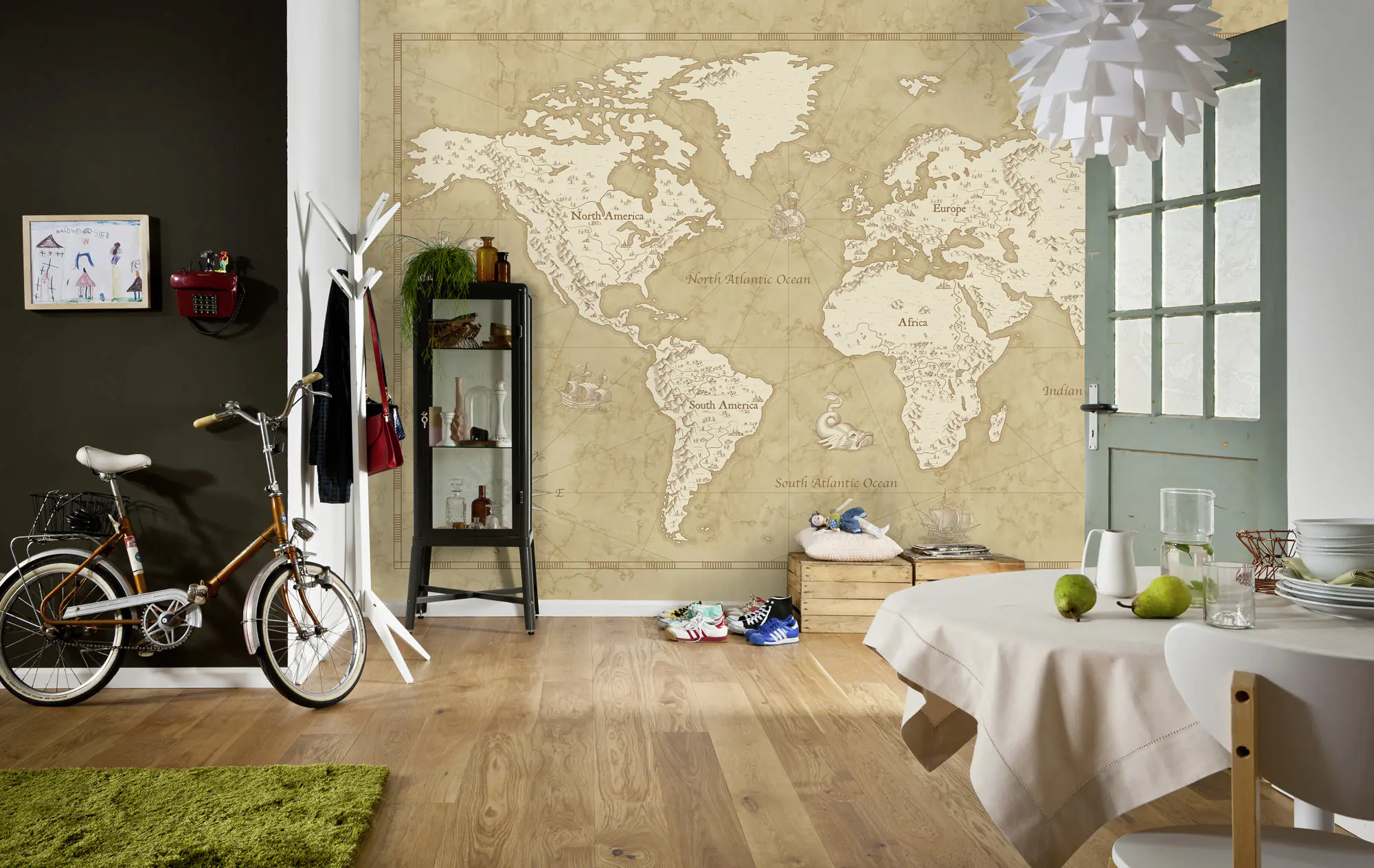 Komar Vlies Fototapete Vintage World Map 500 x 280 cm 