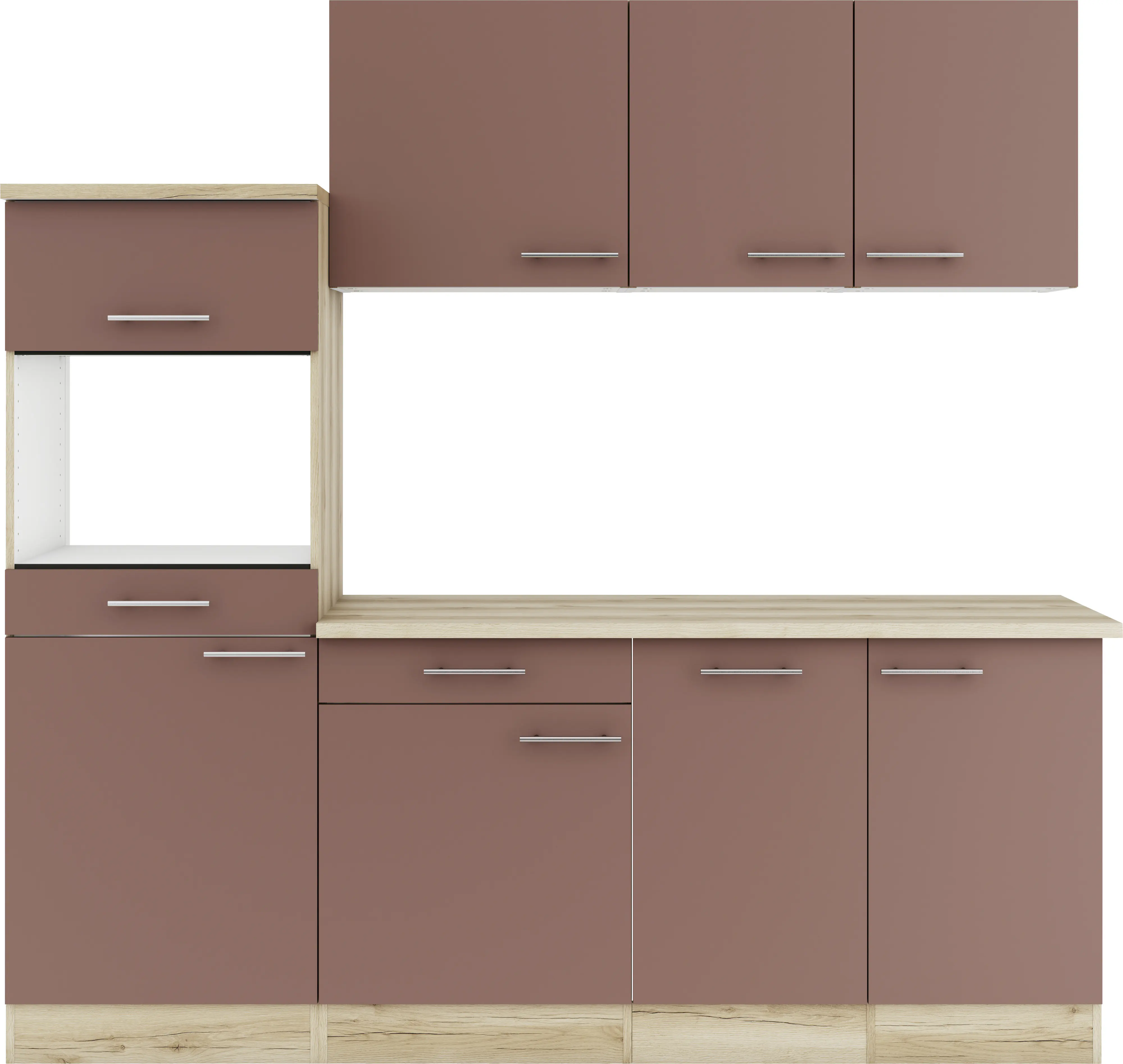 Optifit Küchenzeile Bari 407 ohne Geräte rostrot 210 cm