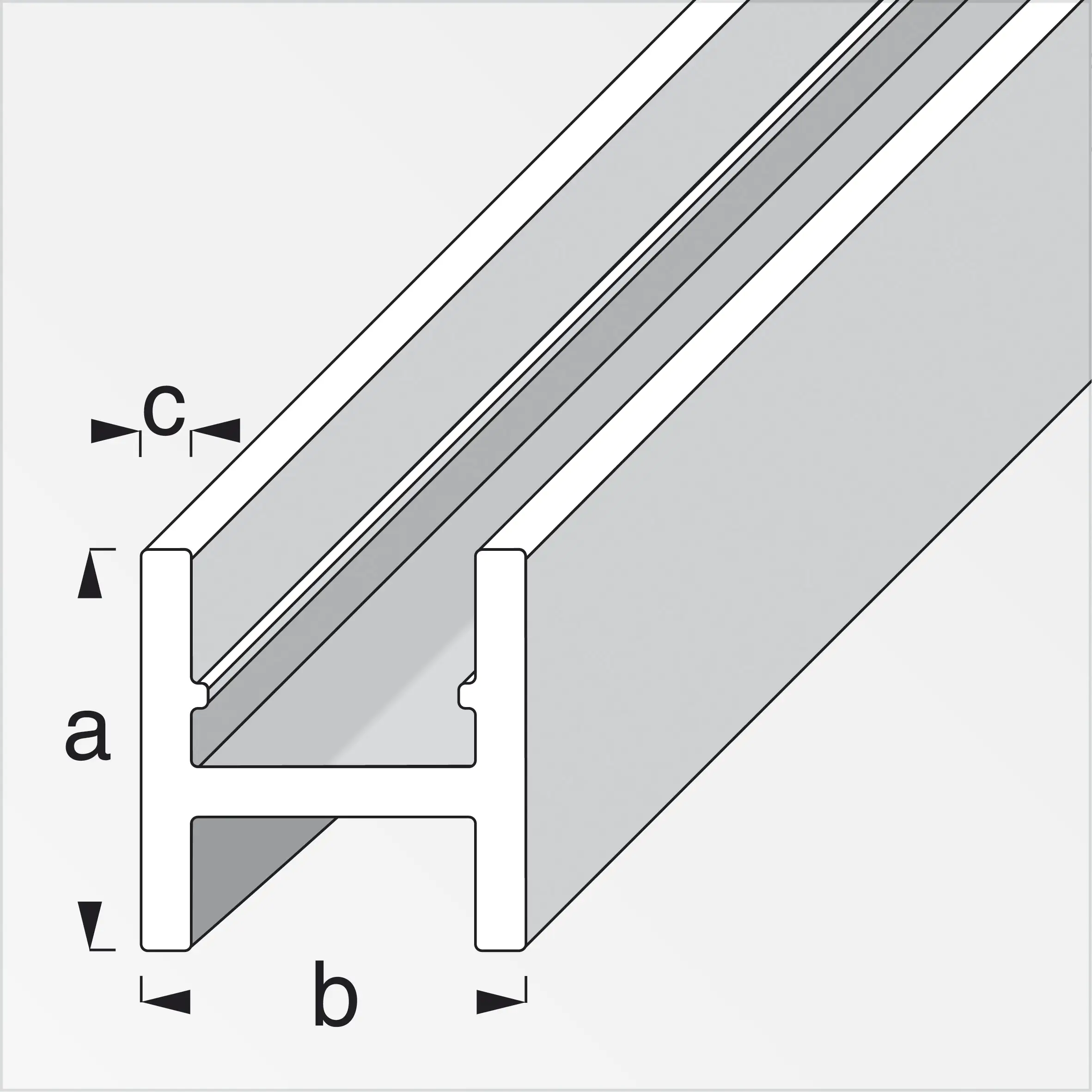alfer H-Profil 1 m, 14 x 13.5 x 1.5 mm Aluminium eloxiert silber