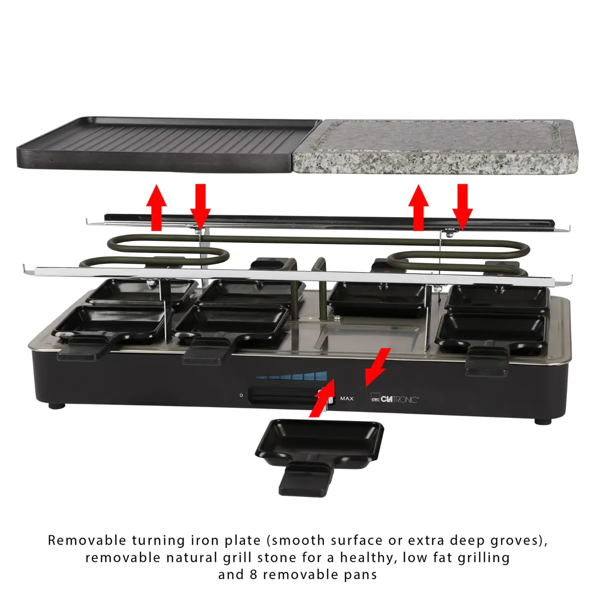 Clatronic 2 in 1 Raclette-Grill RG 3518 Grillfläche: ca. 46 x 23 cm Clatronic 2 in 1 Raclette-Grill RG 3518 Grillfläche: ca. 46 x 23 cm