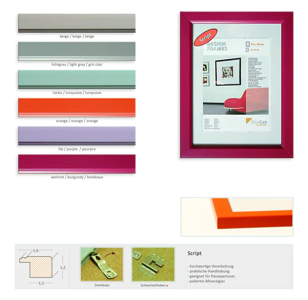 Holz Bilderrahmen Script schwarz, 13 x 18 cm