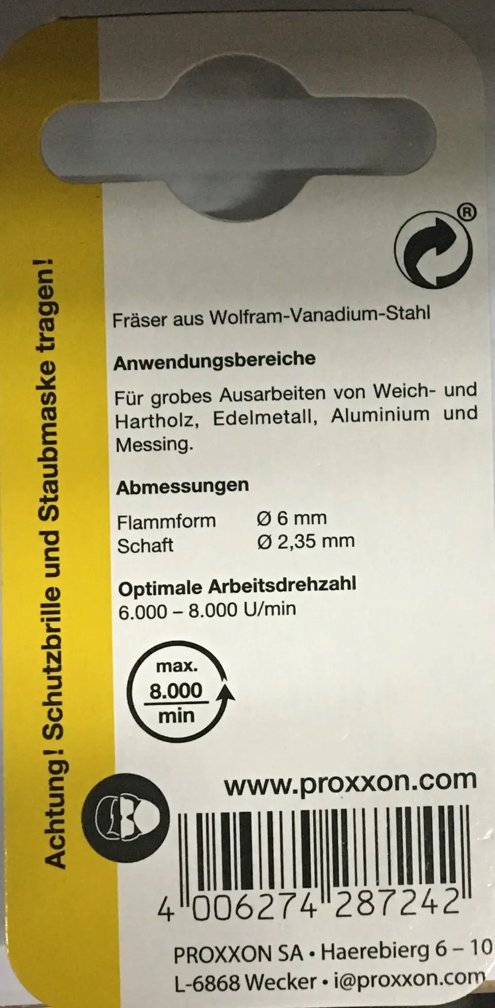 Proxxon Micromot Fräser Flamme 6,0 mm, 2 Stück Proxxon Micromot Fräser Flamme 6,0 mm, 2 Stück