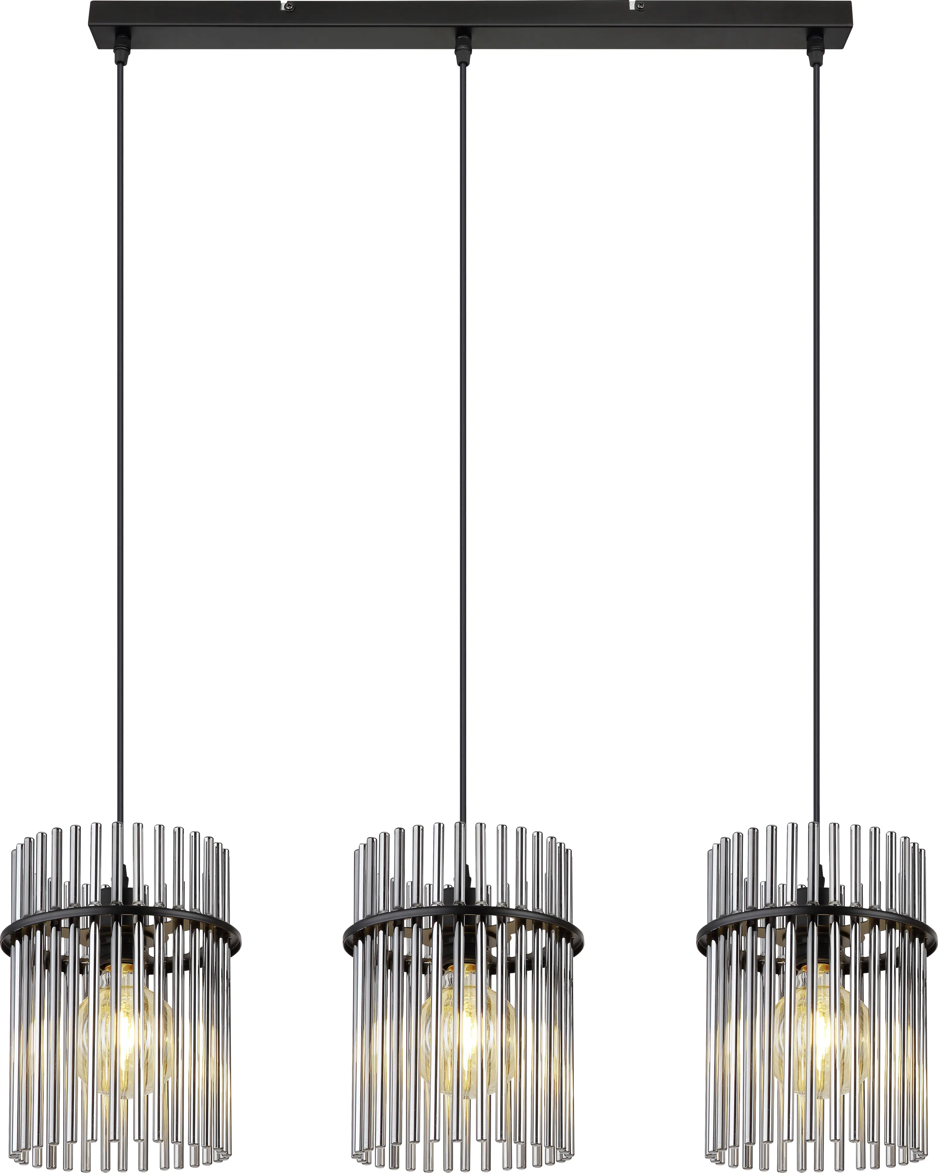 Globo 3er Hängeleuchte Gorley schwarz chrom 80 x 20 x 140 cm