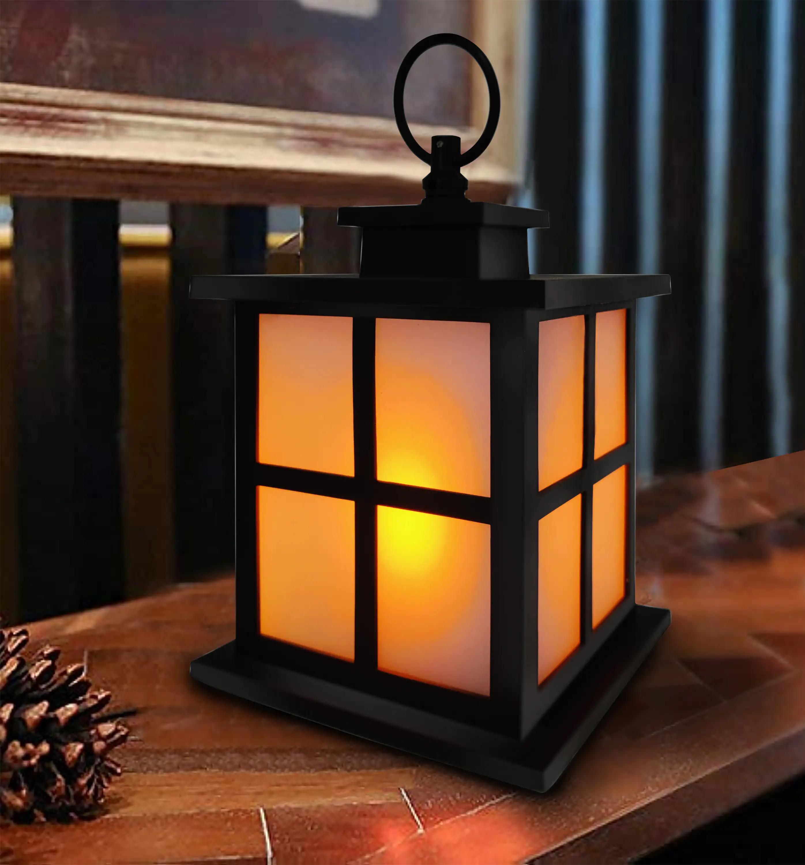 TrendLine LED Laterne schwarz 12 x 12 x 18 cm batteriebetrieben mit Timer