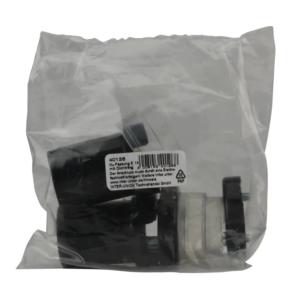 Illuminations-Fassung mit Dichtring E 14, schwarz, 2er Pack