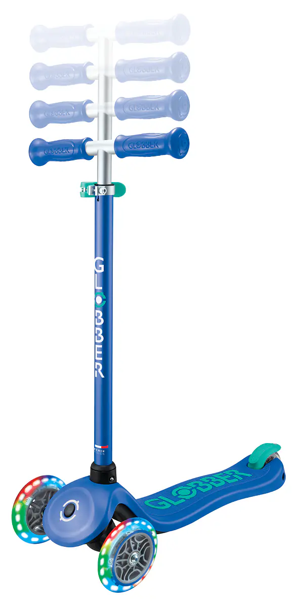 Globber Scooter für Kinder mit Leuchtrollen Primo Plus Lights dunkelblau
