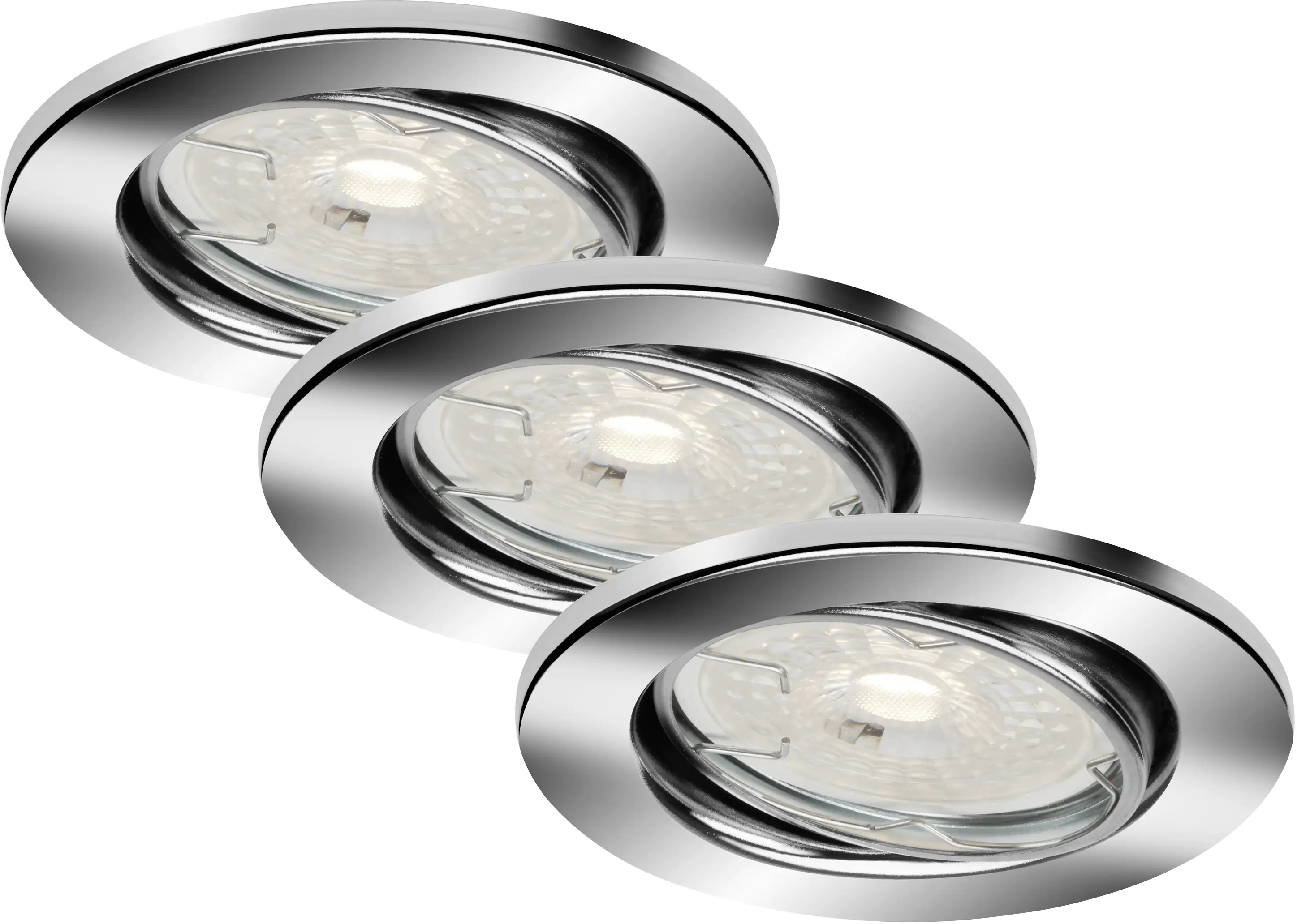 Di-Ka LED Einbauleuchte Dimm 3er Set chrom Ø 8,6 cm GU10 5,5 W