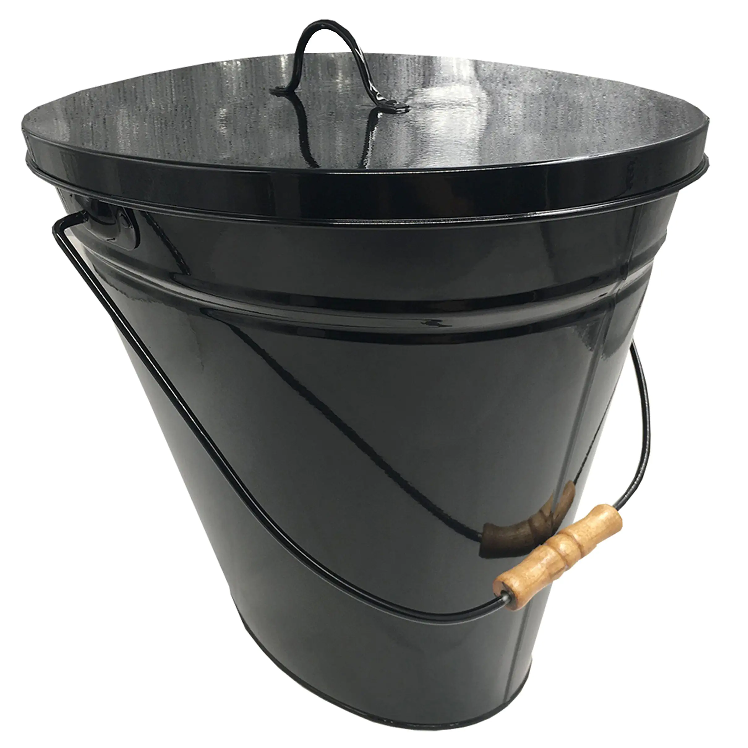 Ascheeimer oval, mit Deckel  matt/schwarz, BxTxH = 38x26x35 cm