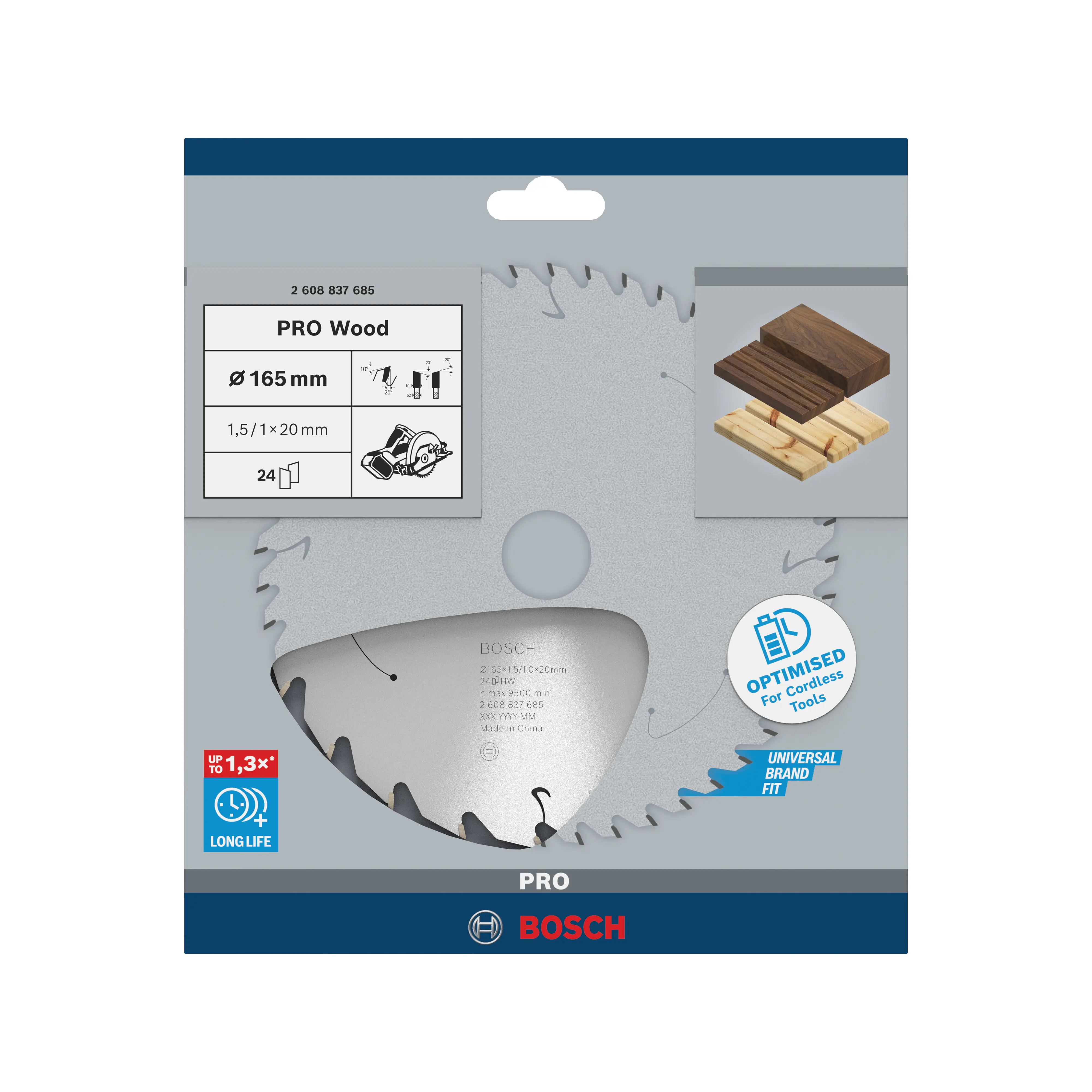 Bosch PRO Wood cordless Kreissägeblatt 165 x 1,5 x 20 mm T24 Bosch PRO Wood cordless Kreissägeblatt 165 x 1,5 x 20 mm T24