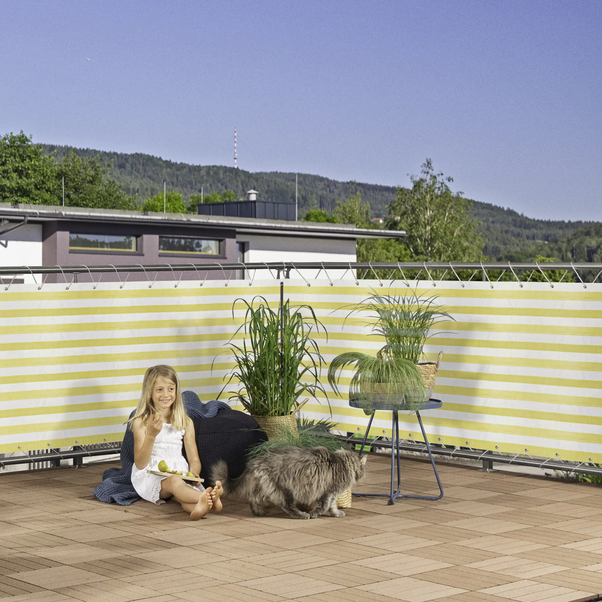 Windhager Balkonsichtschutz Ibiza 0,9 x 5 m gelb/weiß Windhager Balkonsichtschutz Ibiza 0,9 x 5 m gelb/weiß