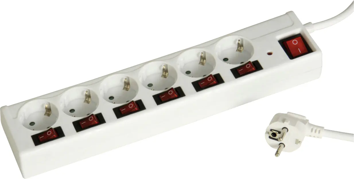 Unitec Steckdosenleiste 6-Fach 1,4m flexibel weiß