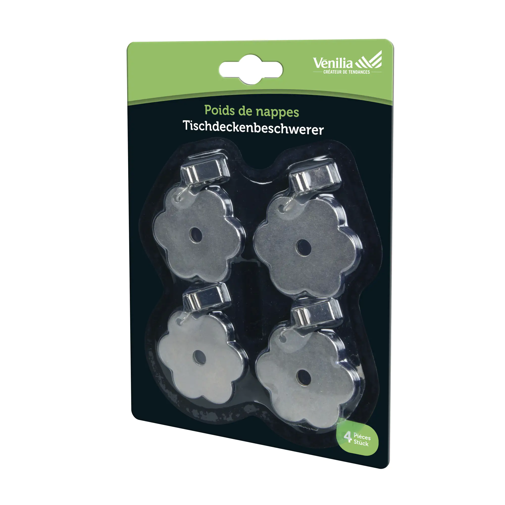 Venilia Tischtuchbeschwerer Blumen mit Klips silber 4 Stück