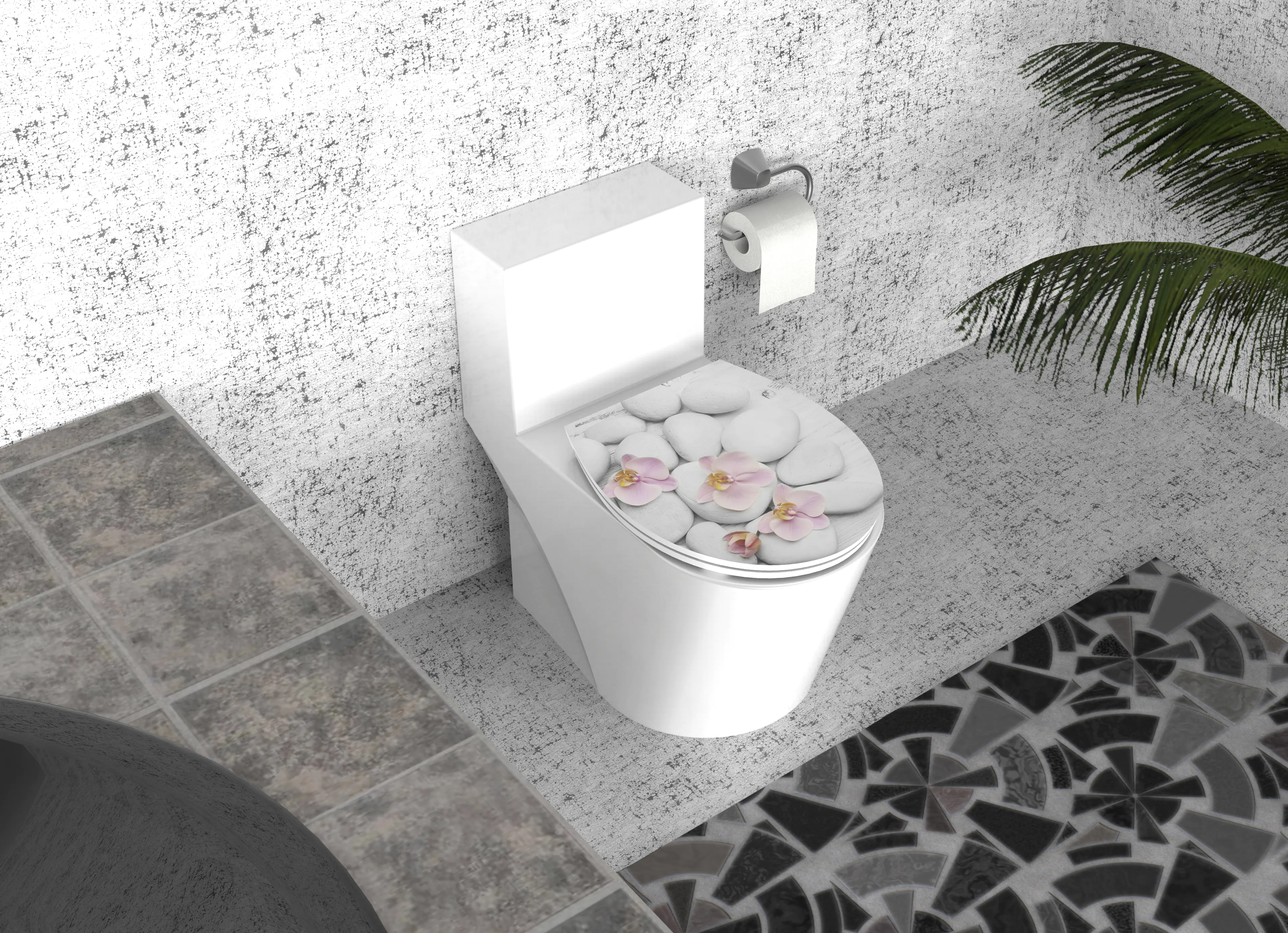 Duschwell Duroplast WC-Sitz Stein & Orchidee Duschwell Duroplast WC-Sitz Stein & Orchidee