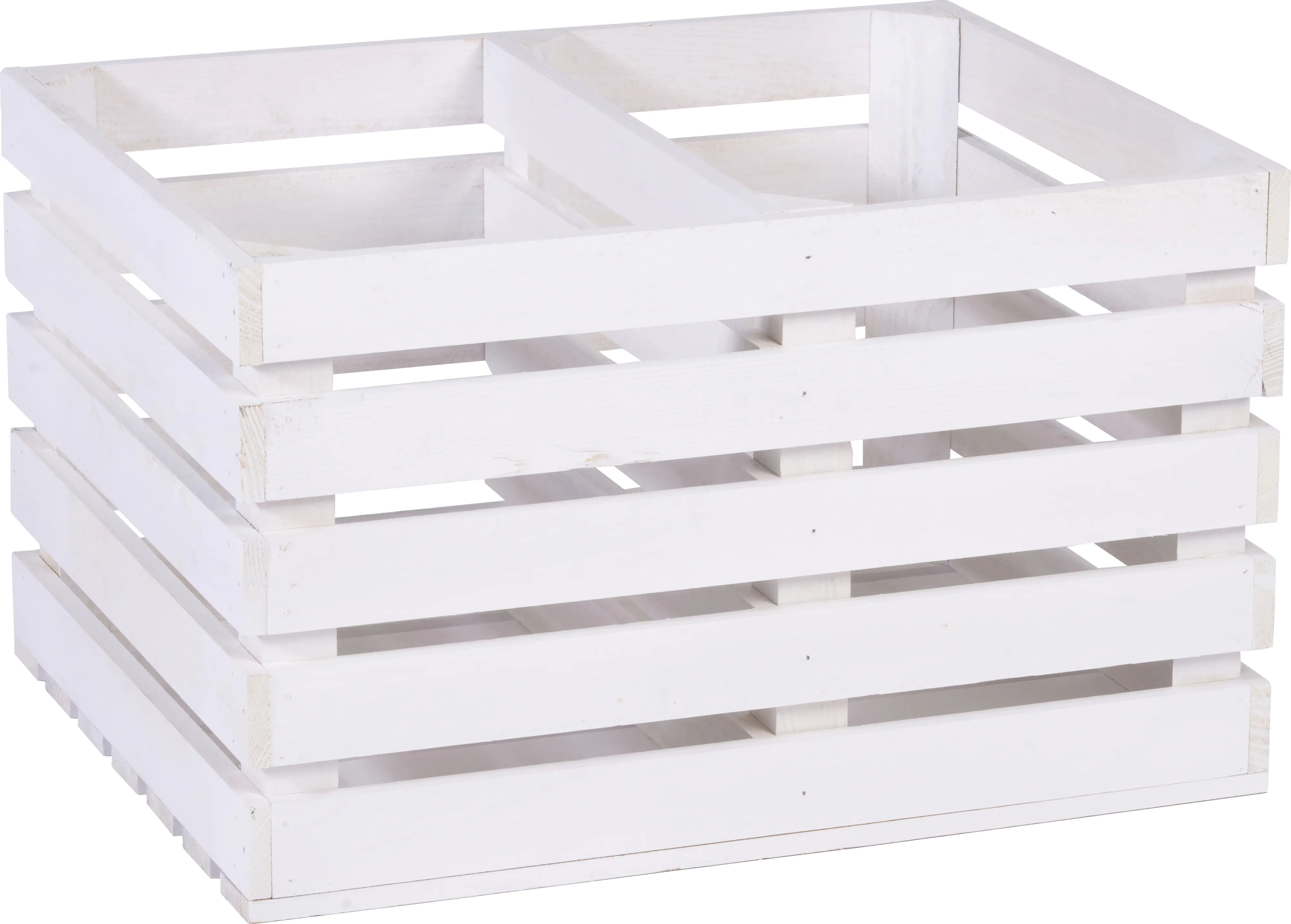 iWerk Holzkiste mit kurzem Mittelbrett weiß 50 x 40 x 30 cm