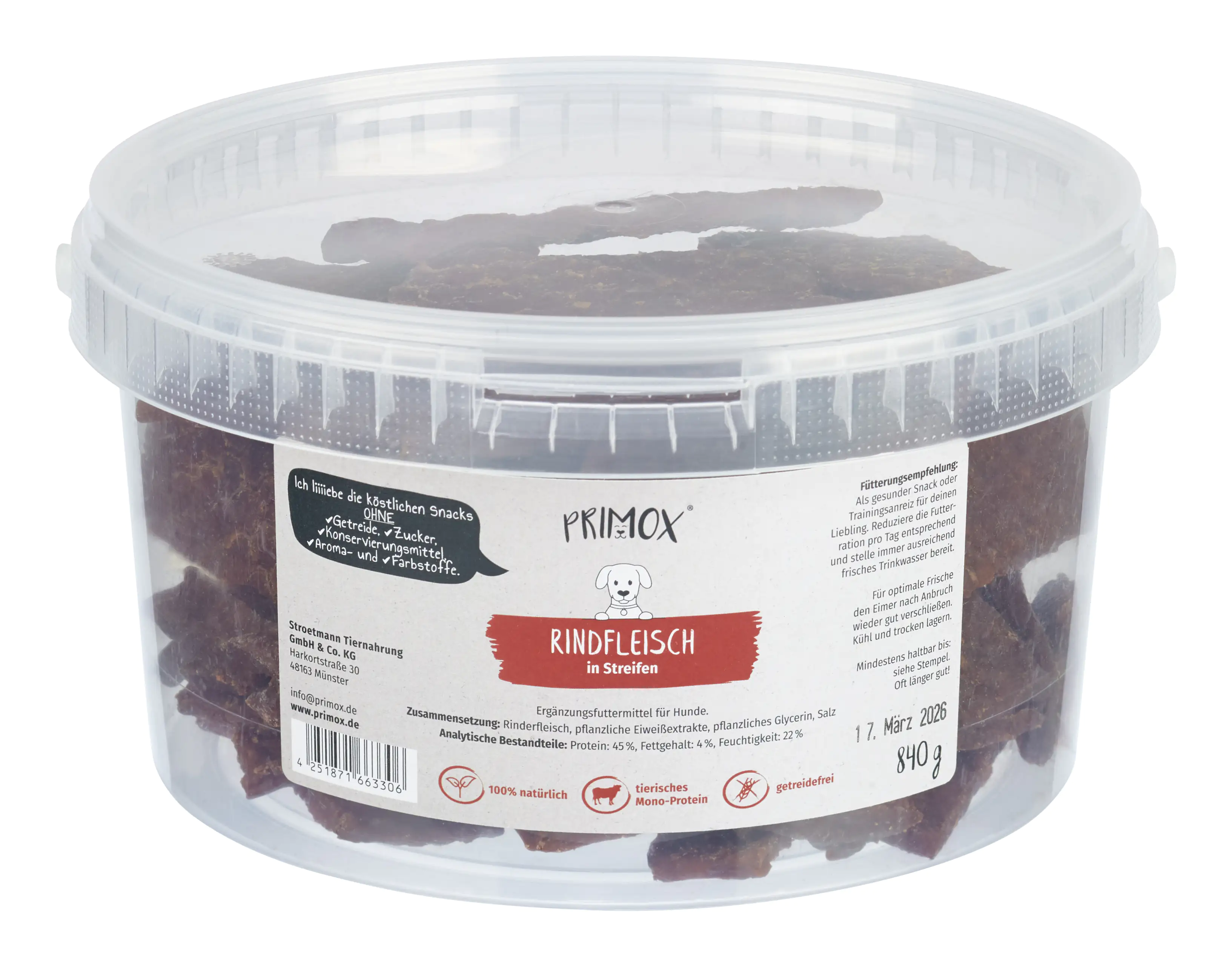 Primox Hundesnack Rind-Streifen 840 g Primox Hundesnack Rind-Streifen 840 g