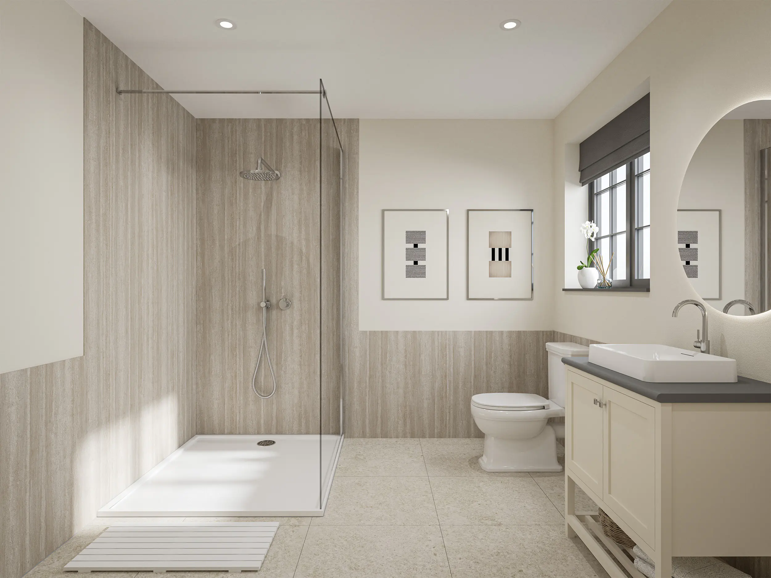 Wetwall Elite Wandpaneel  Natural Travertine 120 x 242 cm mit Nut & Feder