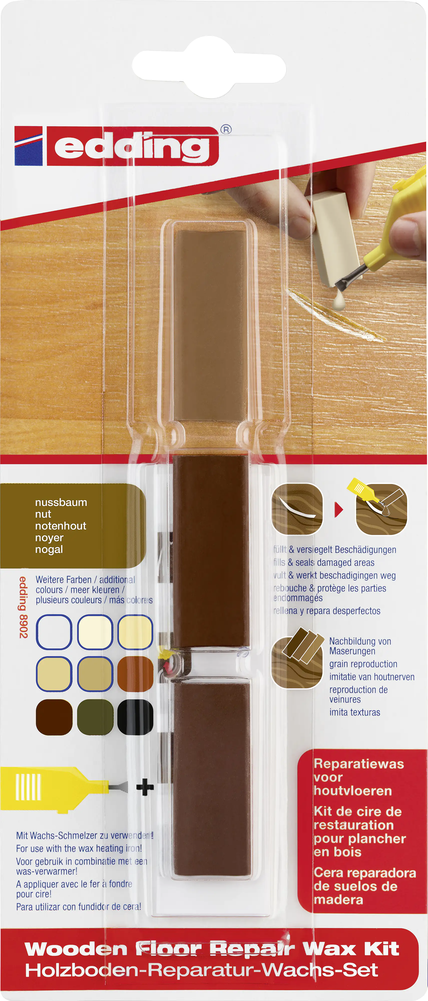 Edding Holzboden-Reparaturwachs-Set 8902 nussbaum