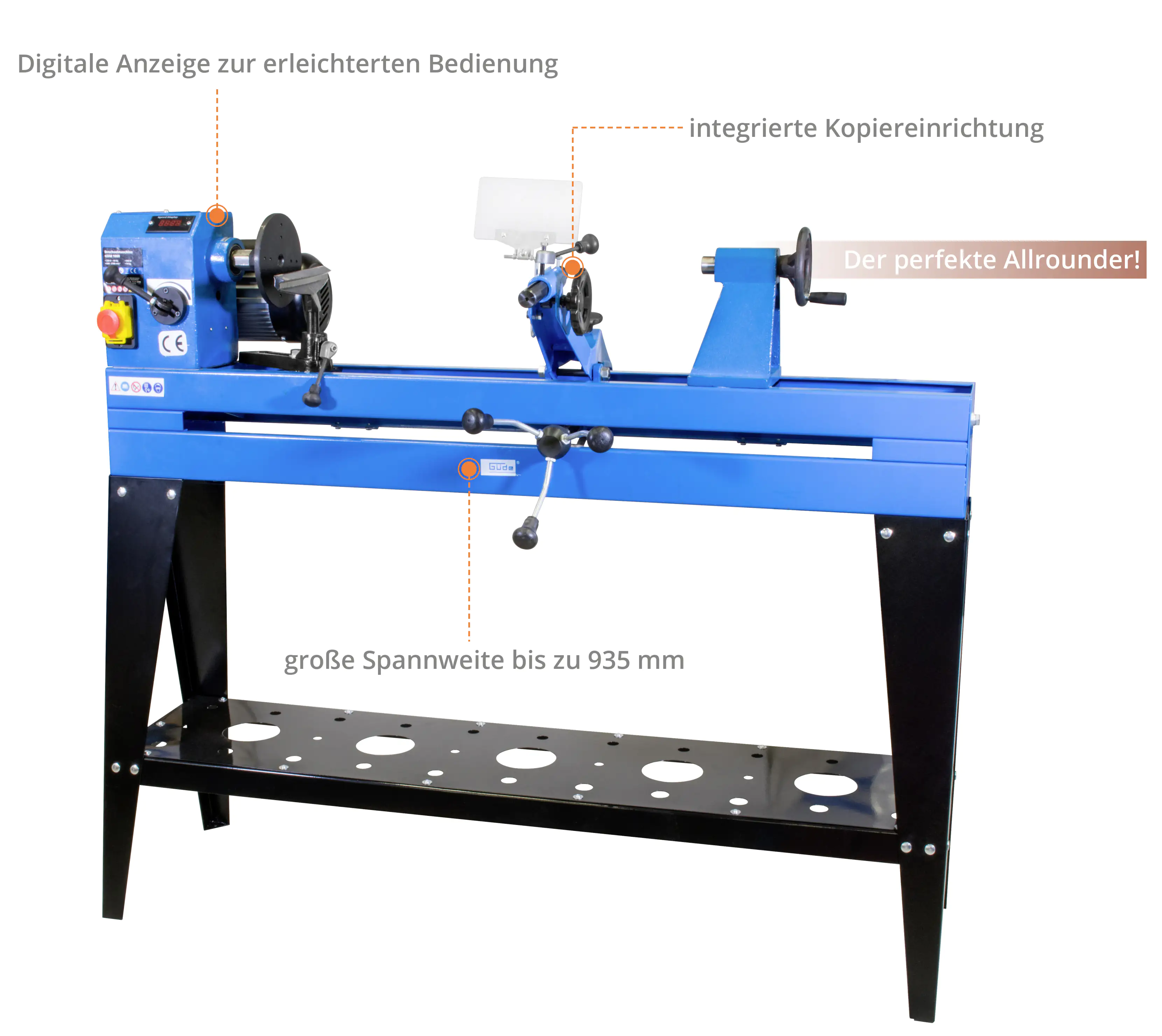 Güde Drechselmaschine GDM 1000 550 W 600-2.100 min-1 Güde Drechselmaschine GDM 1000 550 W 600-2.100 min-1