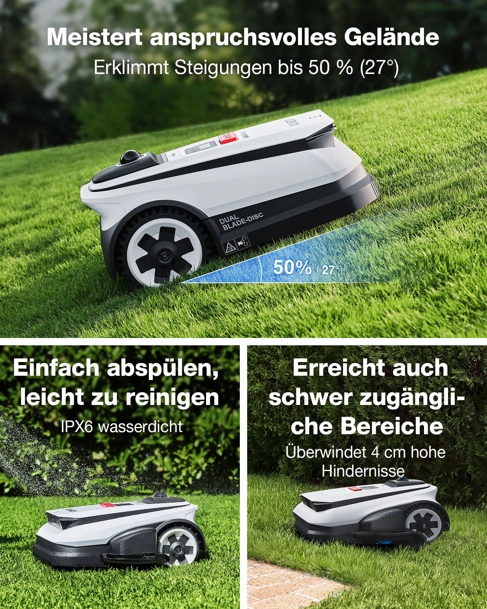 ECOVACS Mähroboter GOAT A3000 LiDAR Pro - 33 cm Schnittbreite 3000 m² 32 V