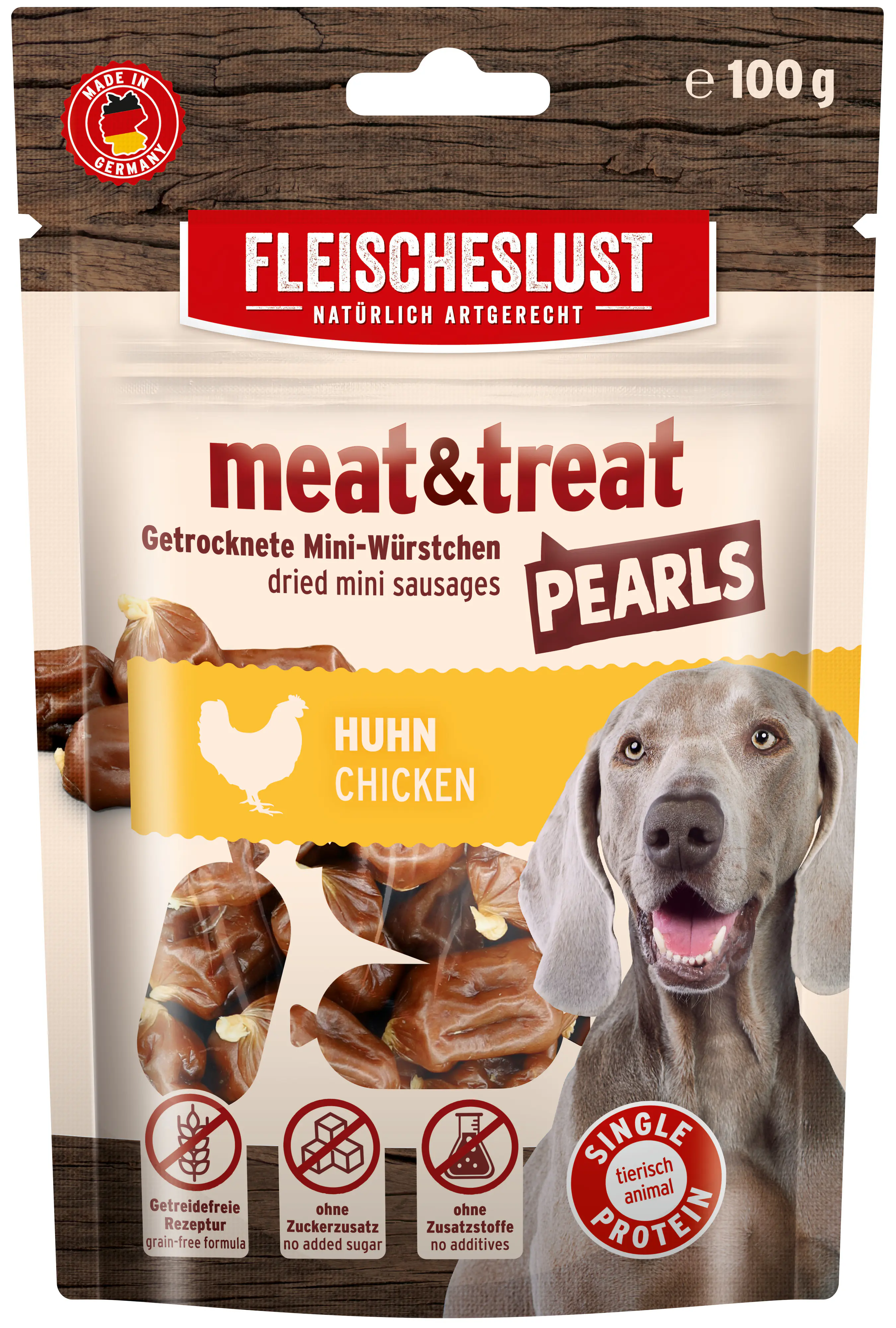 Fleischeslust meat&treat Pearls Hundesnack Adult getreidefrei 100 g Huhn