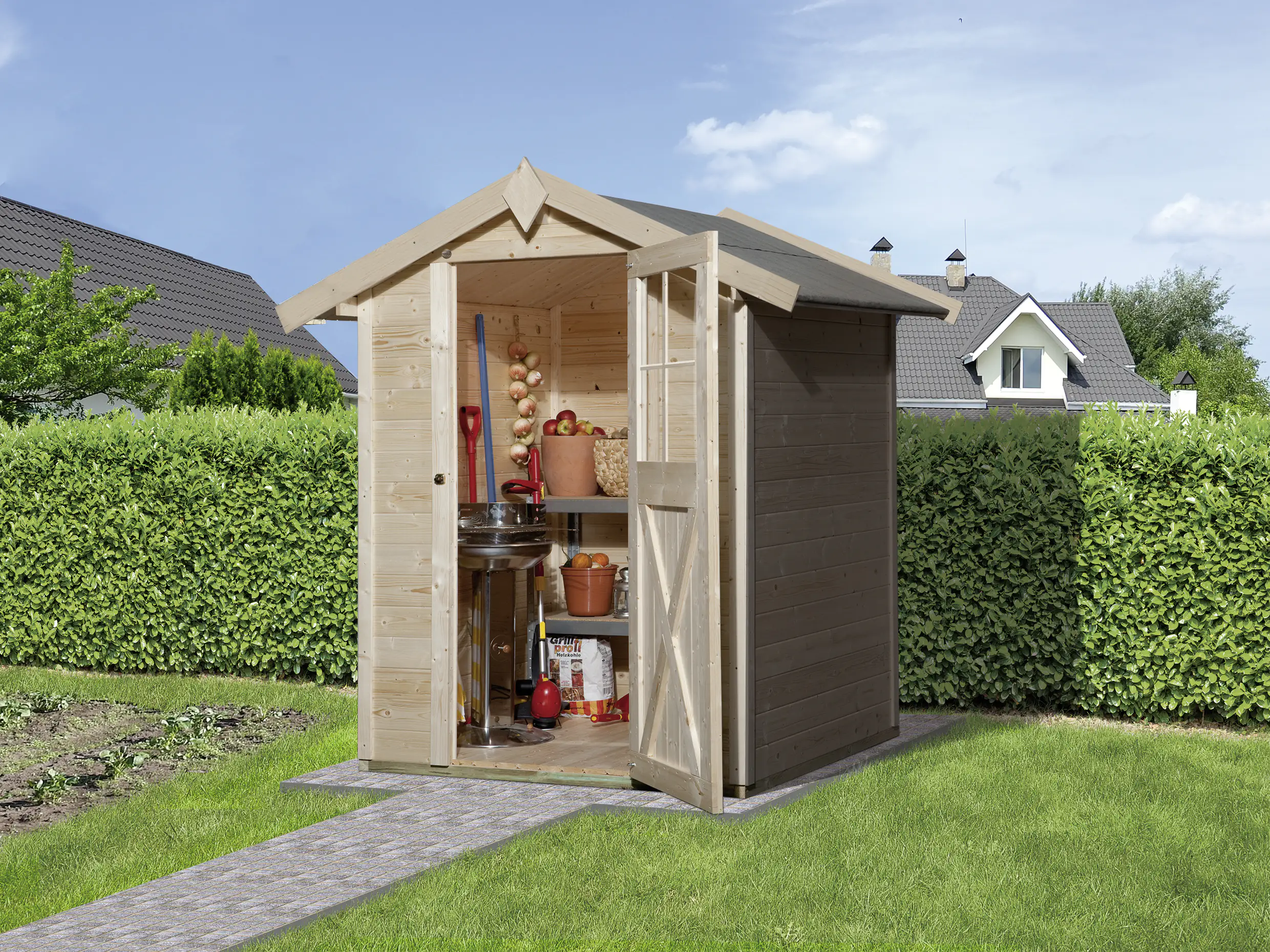 Weka Gartenhaus Agda 152 x 148 cm natur mit Fußboden