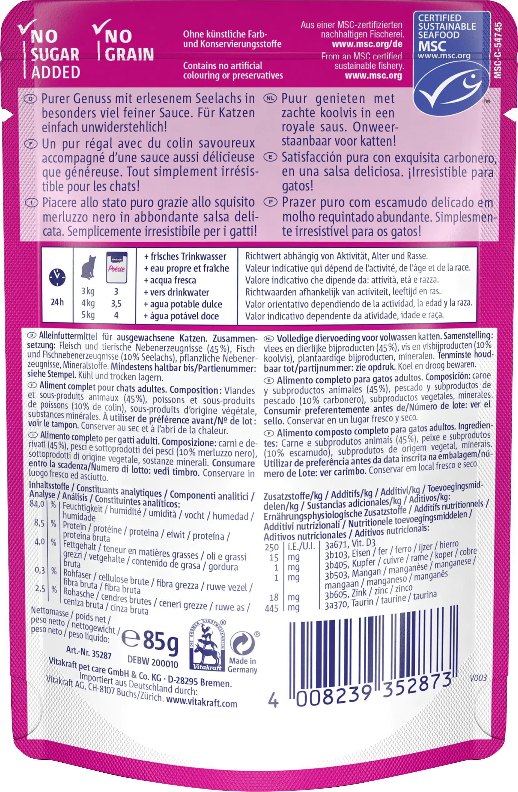 Vitakraft Poésie Katzenfutter Délice Sauce Seelachs 85 g Vitakraft Poésie Katzenfutter Délice Sauce Seelachs 85 g