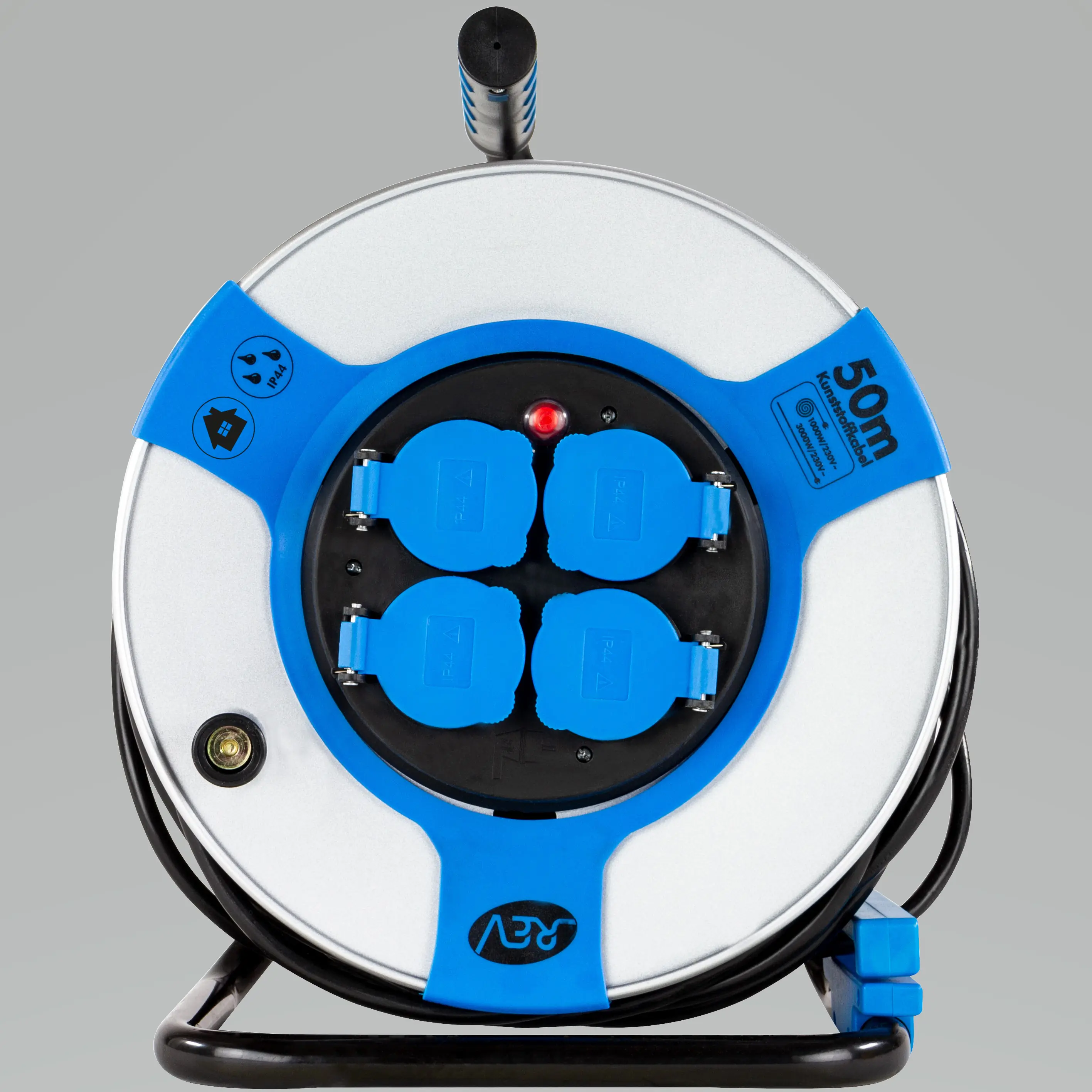 REV Kabeltrommel 50m H0VV-F3G 1,5 mm²  Stahl schwarz blau REV Kabeltrommel 50m H0VV-F3G 1,5 mm²  Stahl schwarz blau