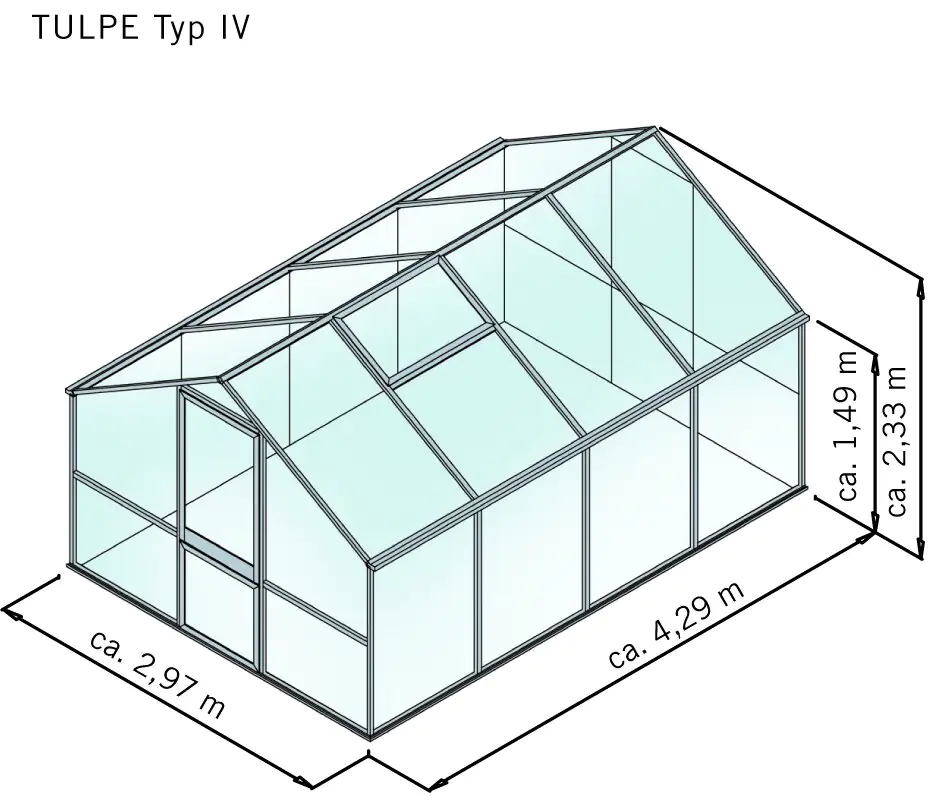 KGT Gewächshaus Tulpe IV 4,29 x 2,97 x 2,15 m, anthrazit-grau