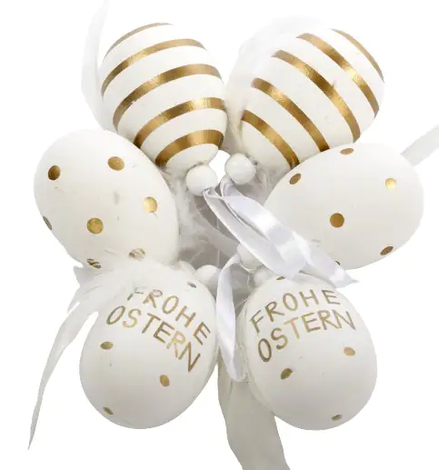 TrendLine Deko Ostereier 6 cm weiß gold 6 Stück 
