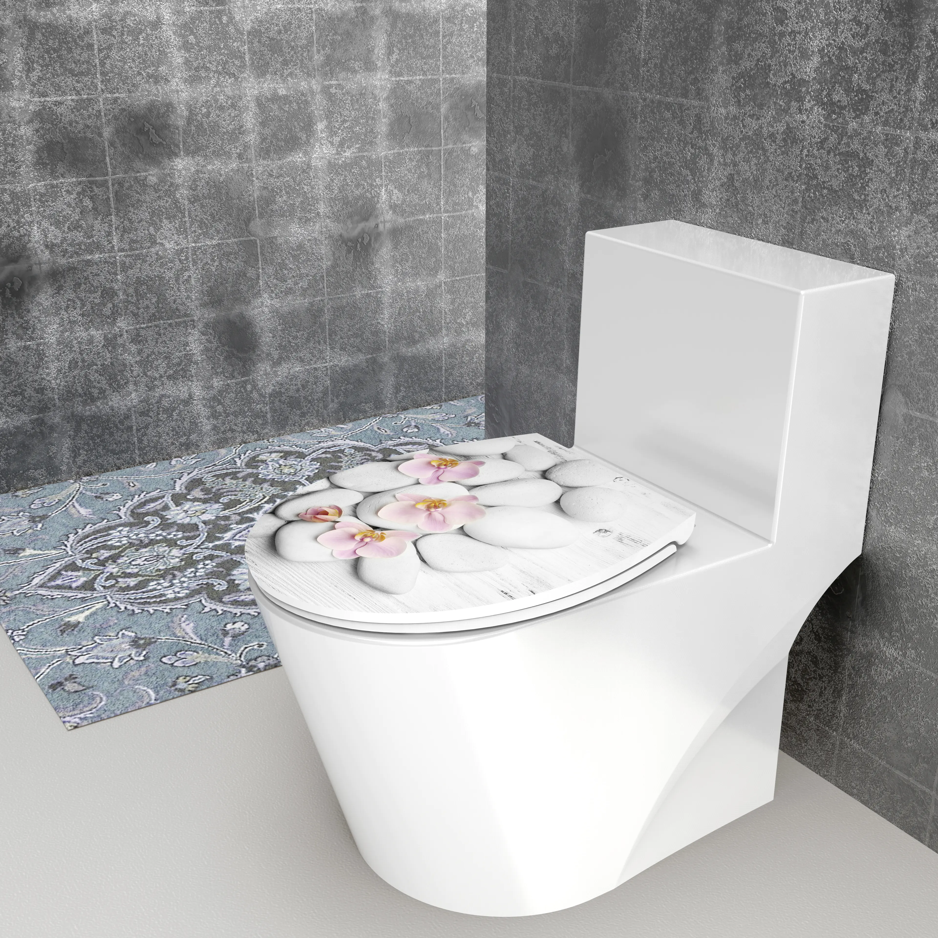 Duschwell Duroplast WC-Sitz Stein & Orchidee Duschwell Duroplast WC-Sitz Stein & Orchidee