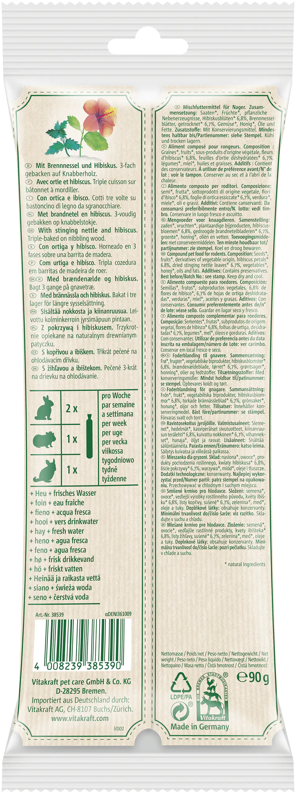 Vitakraft VitaVerde®Kräcker Brennessel/Hibi 2 Stück / 80 g Vitakraft VitaVerde®Kräcker Brennessel/Hibi 2 Stück / 80 g