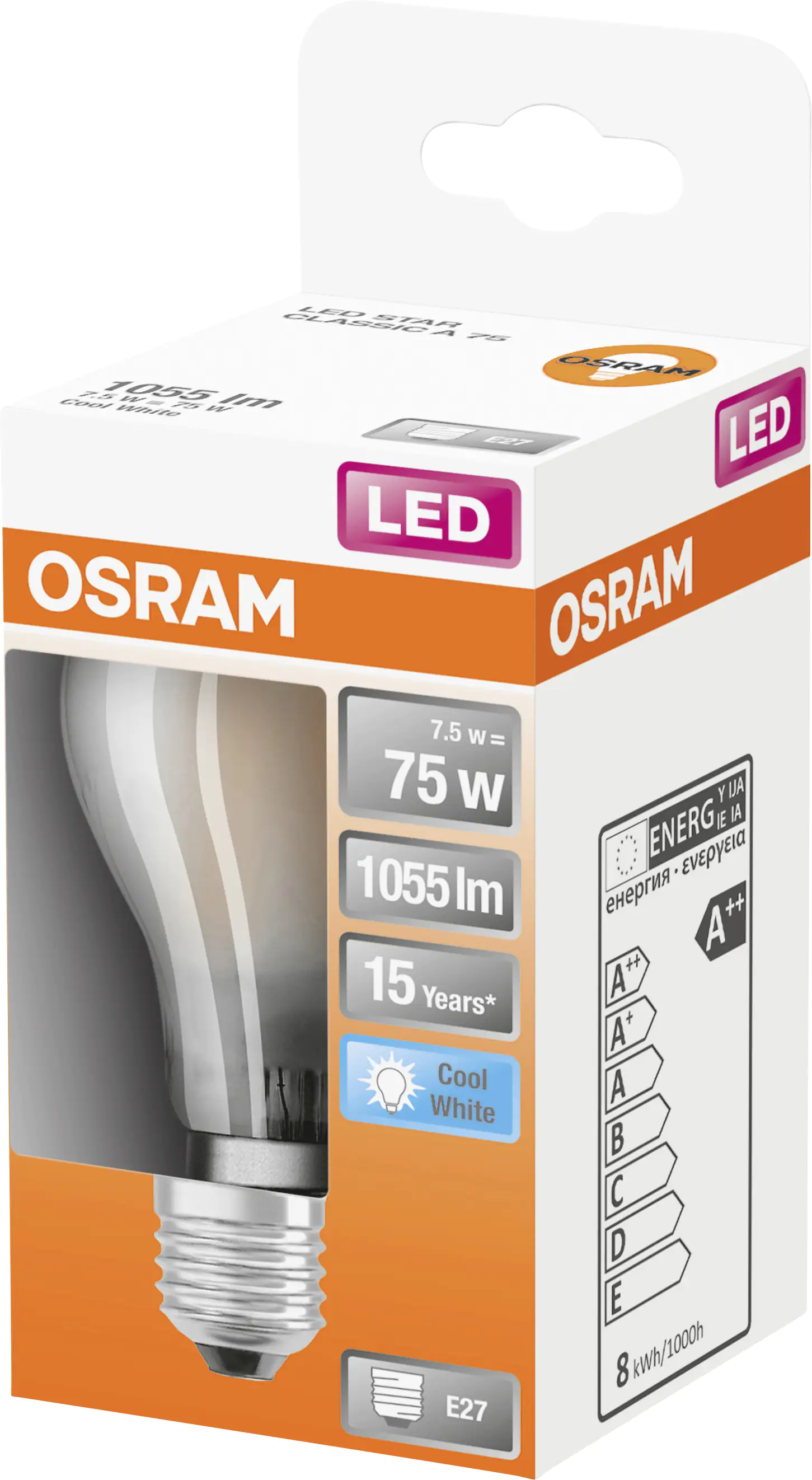 Osram LED Leuchtmittel Retrofit Classic A 75 E27 7,5W matt