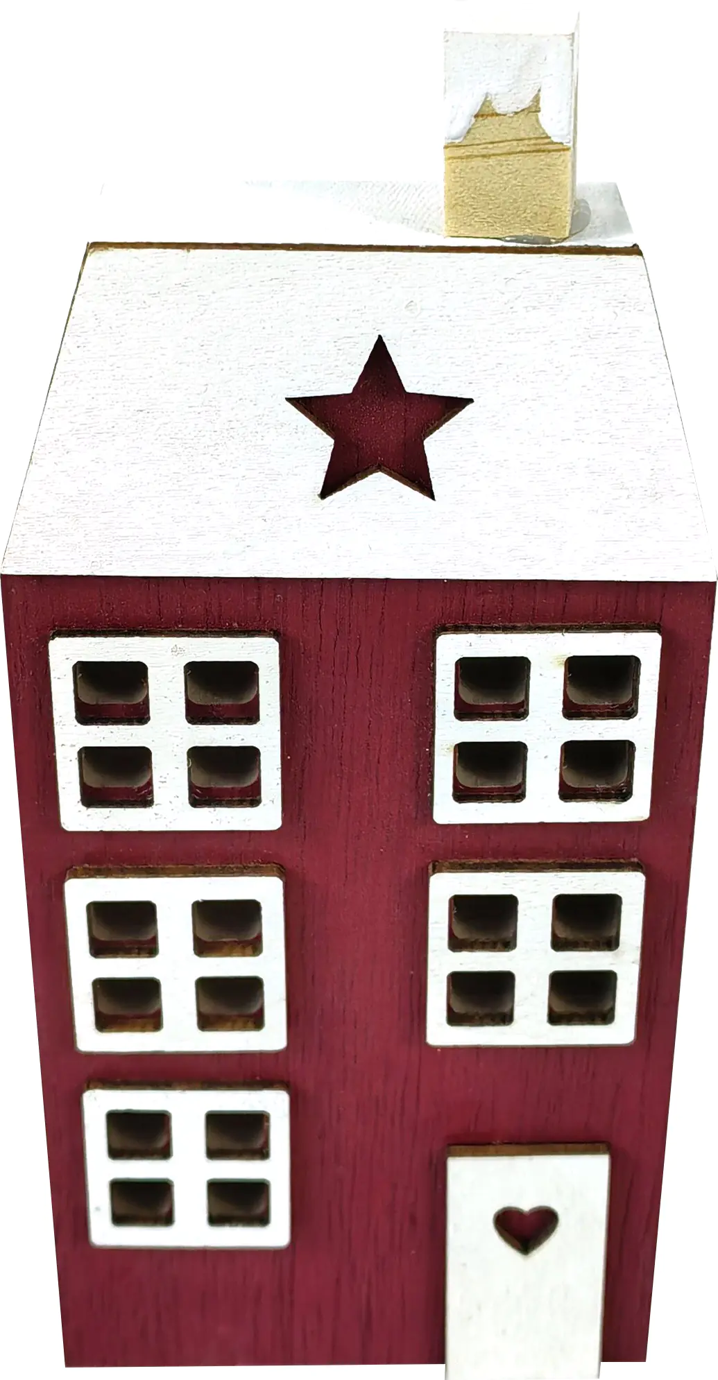 TrendLine Deko Holzhaus Weihnachten 17 x 8 x 3 cm rot-weiß