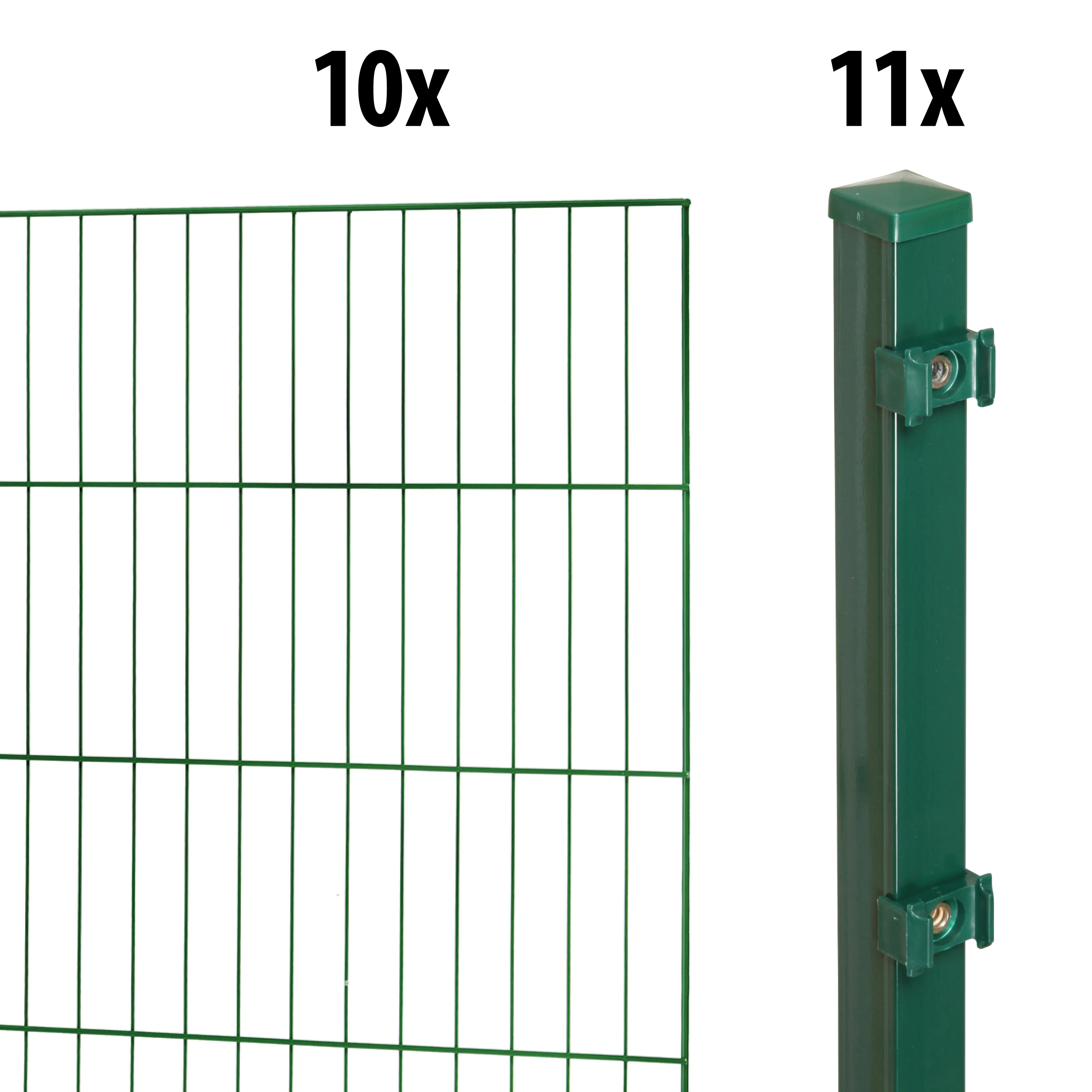 Floraworld Einstabmatten-Zaun Set Classic 20 m 200 x 100 cm inkl. 11 Pfosten 150 x 4 cm moosgrün