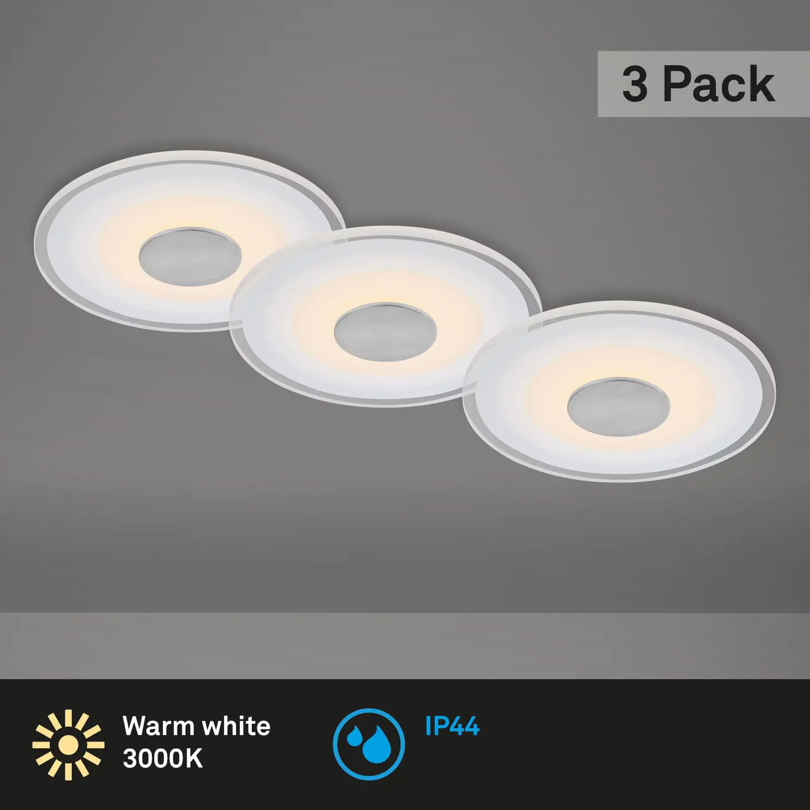 Di-Ka LED Einbauleuchte Verre 3er Set alu Ø 12 cm 6W, warmweiß