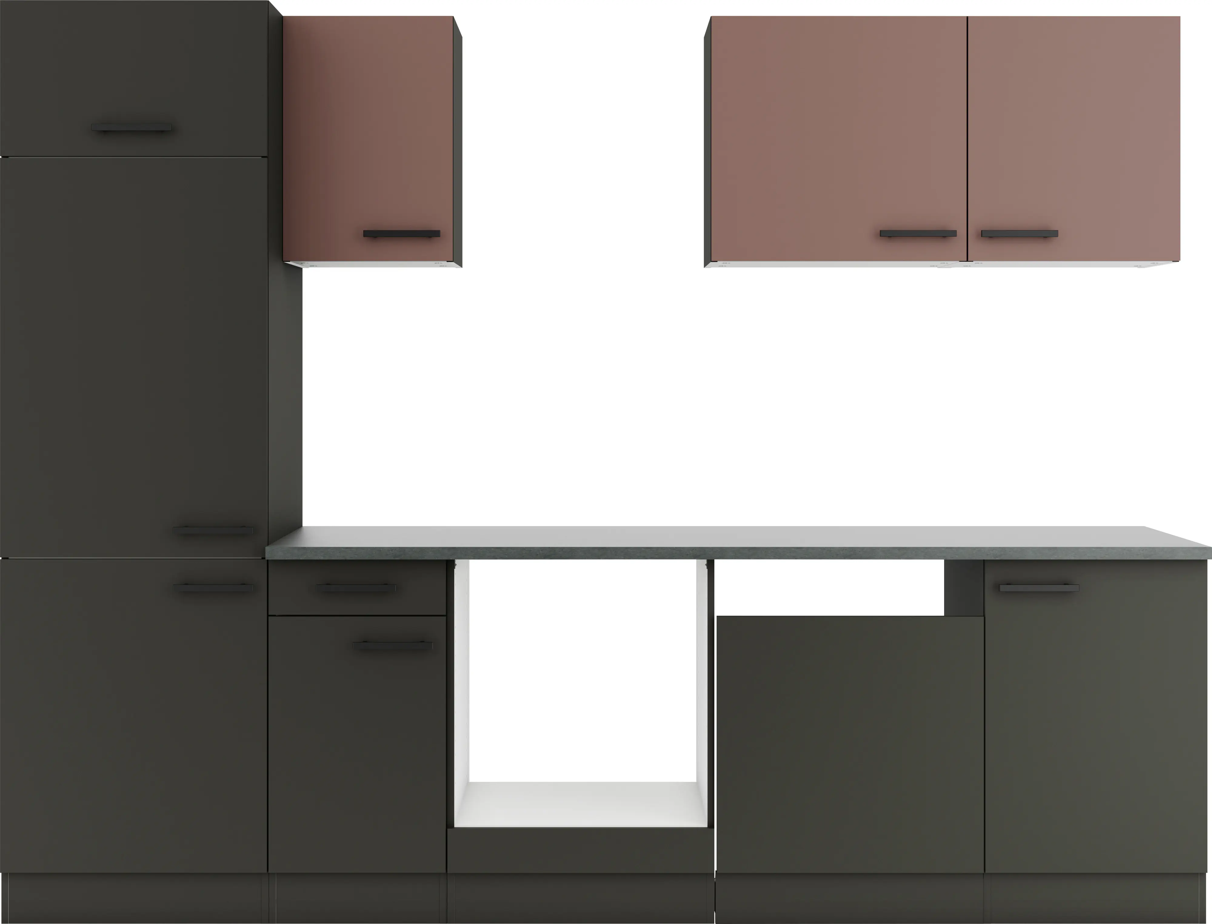Optifit Küchenblock Nizza 407/Madrid 420 ohne Geräte rostrot/anthrazit 270 cm