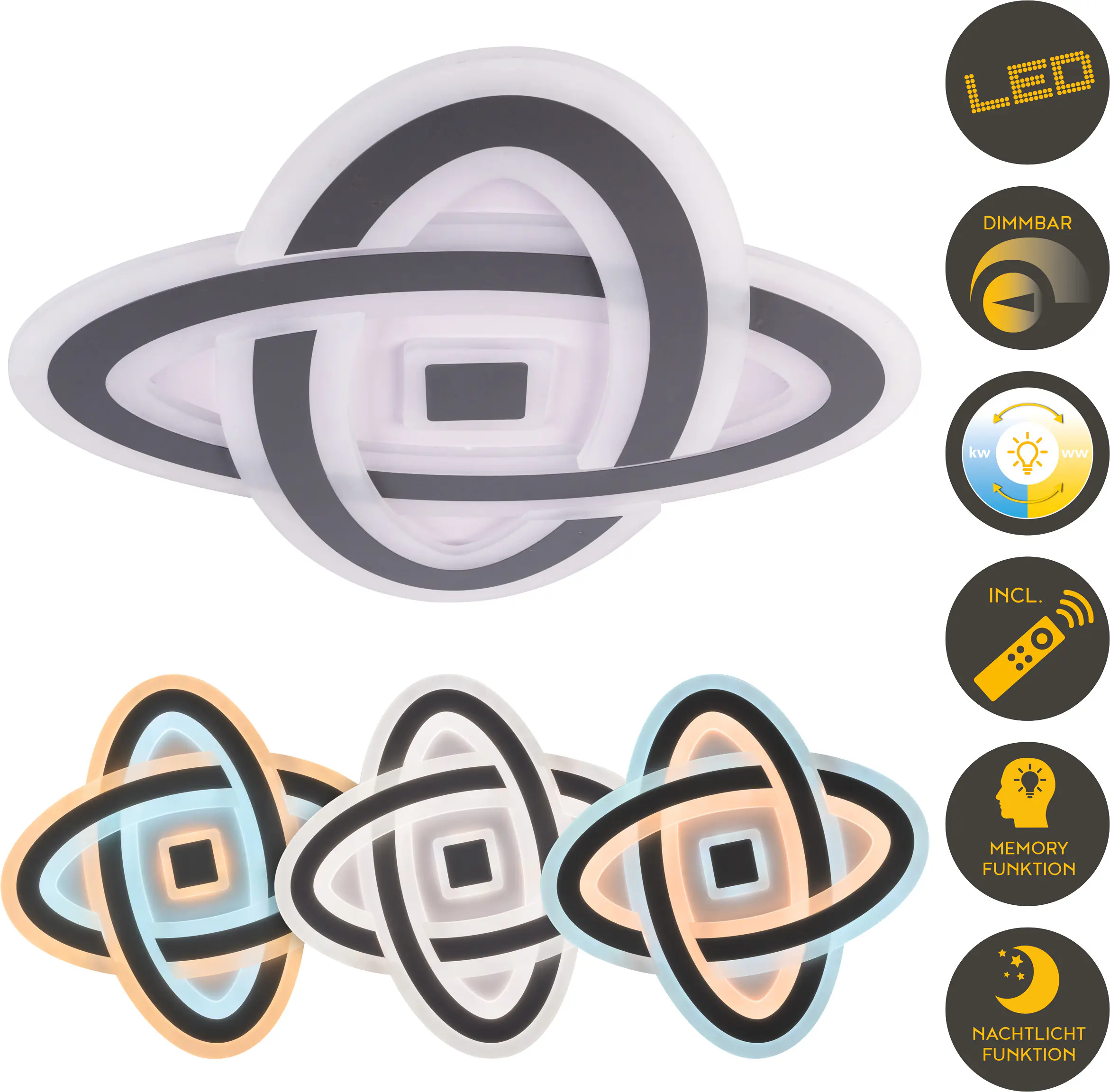 Light & More LED Deckenlampe Venus 60W schwarz warmweiß-kaltweiß