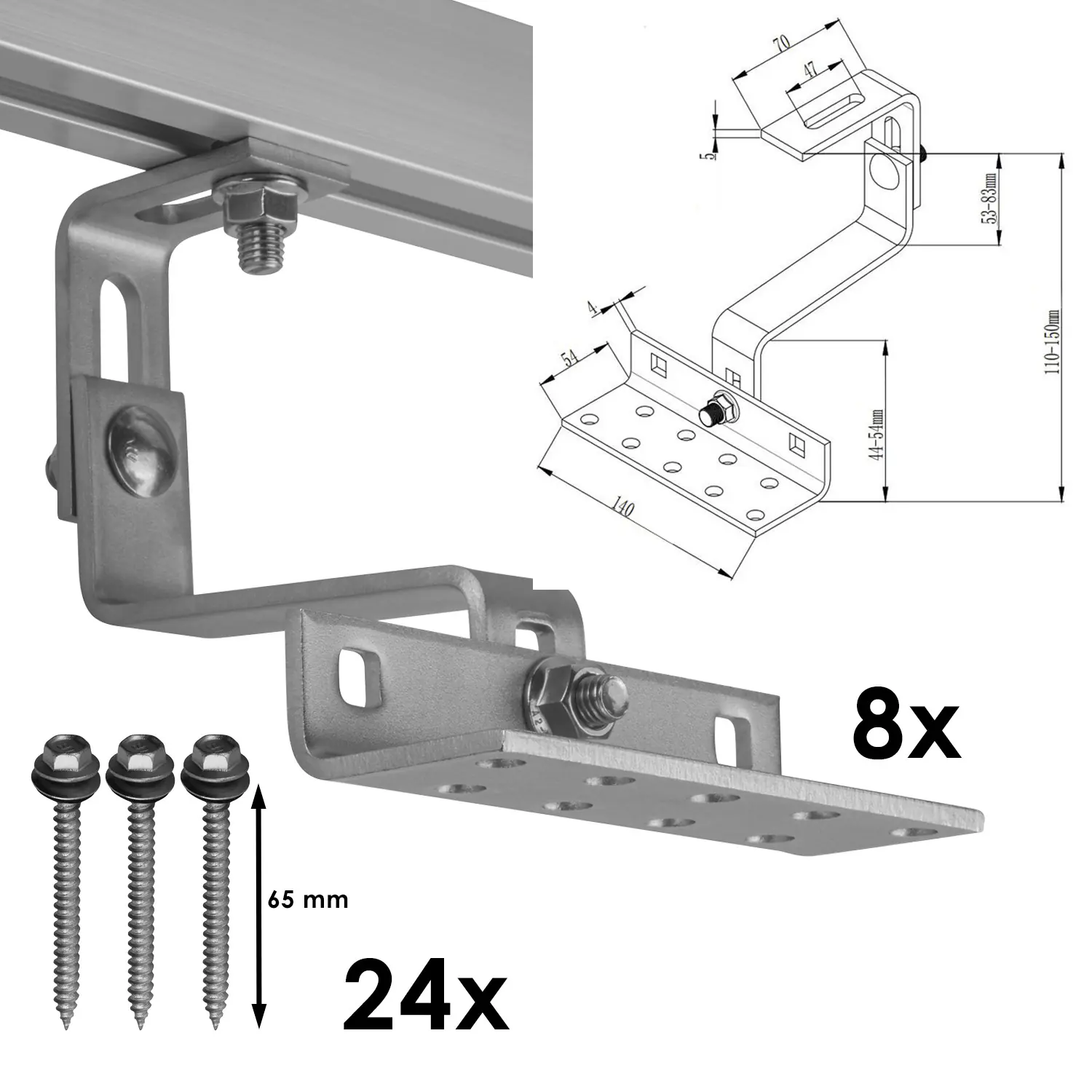 Vale Solarmodul-Halterungs-Set für Ziegeldächer (2 Panele) Vale Solarmodul-Halterungs-Set für Ziegeldächer (2 Panele)