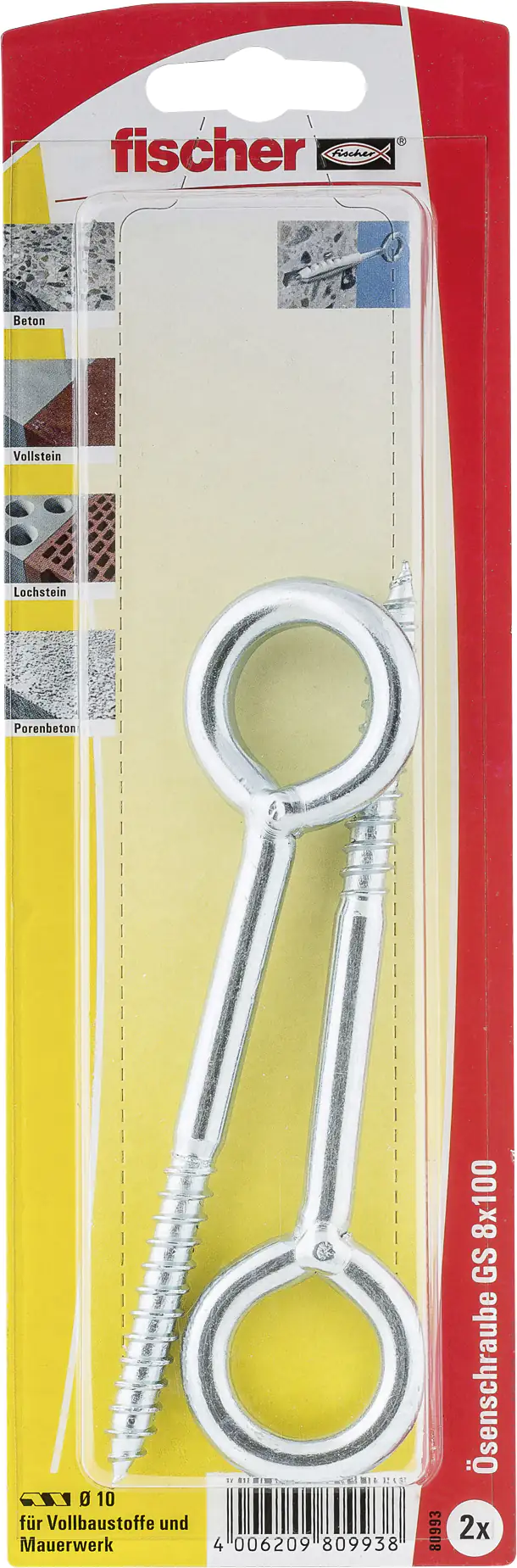 Fischer Ösenschraube GS 8,0 x 100 mm, 2 Stück
