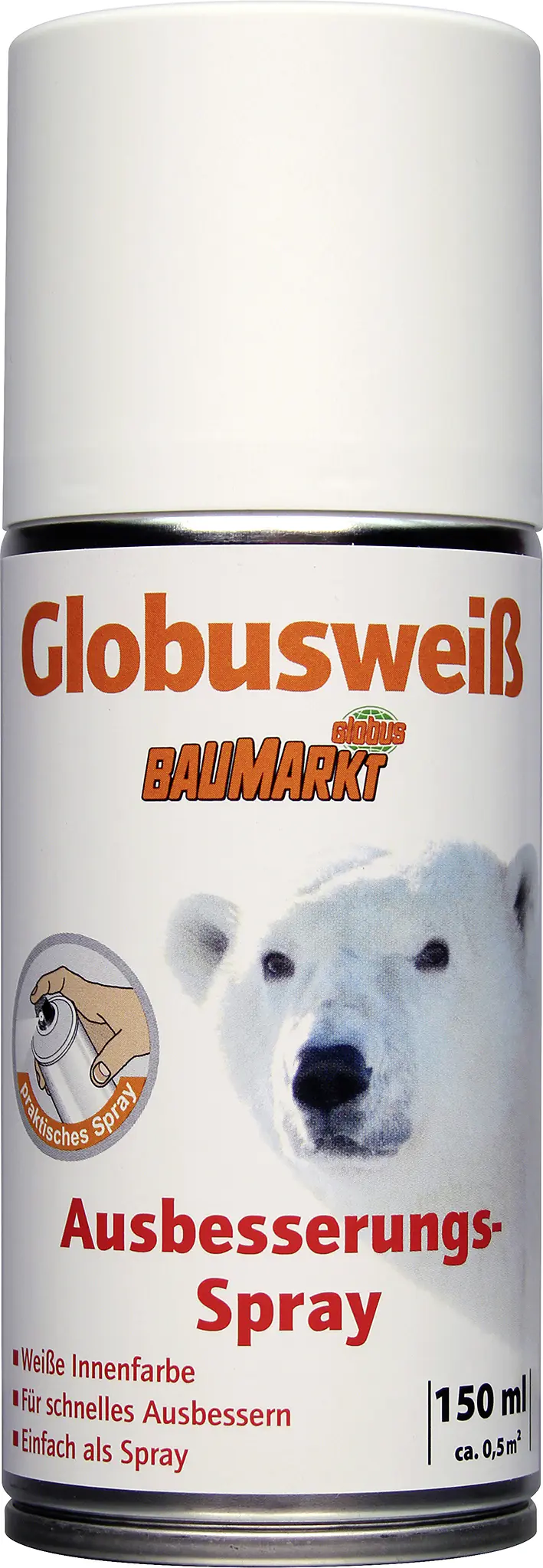 Globusweiß Wandfarbe Ausbesserungs-Spray 150 ml weiß Globusweiß Wandfarbe Ausbesserungs-Spray 150 ml weiß