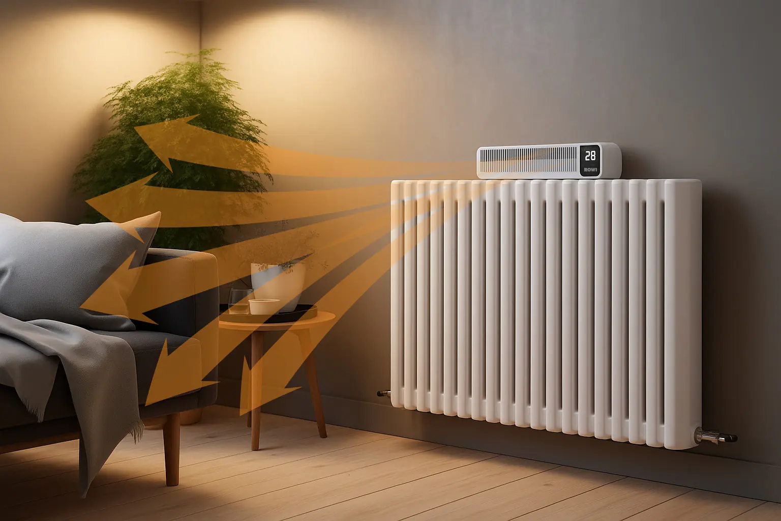 Rowi Heizkörperventilator HHV 3/1 A mit Akku inkl. USB-C Ladekabel