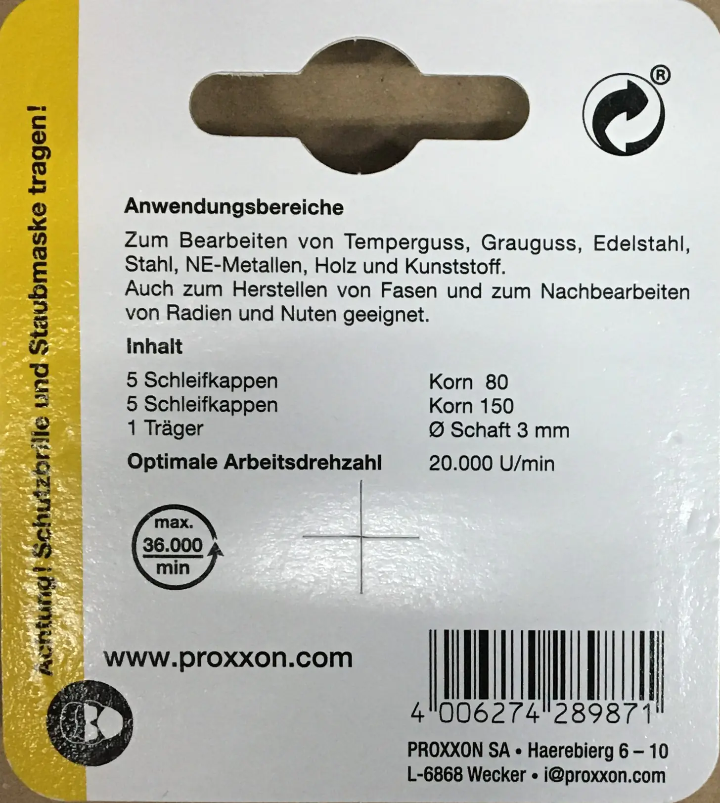 Proxxon Micromot Schleifkappenträger 9 mm 5 x K80 & 5 x K150 Proxxon Micromot Schleifkappenträger 9 mm 5 x K80 & 5 x K150